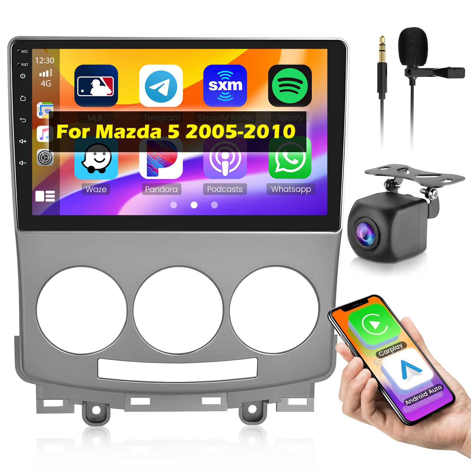 Inefala Autoradio 2 DIN per Mazda 5 2005-2010 9" Touchscreen