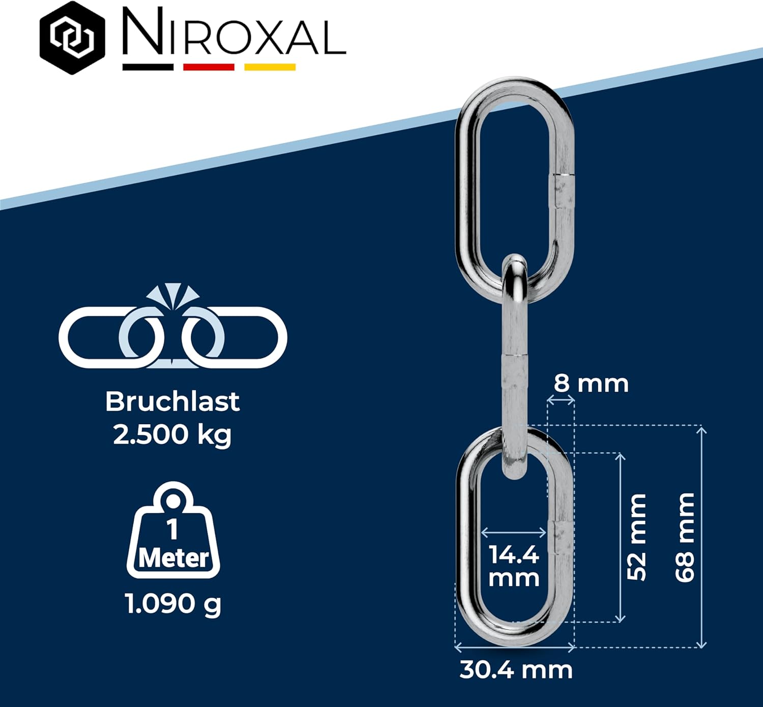 Nietfullthings Catena in Acciaio Inox V4A 4m x 8mm - immagine 3