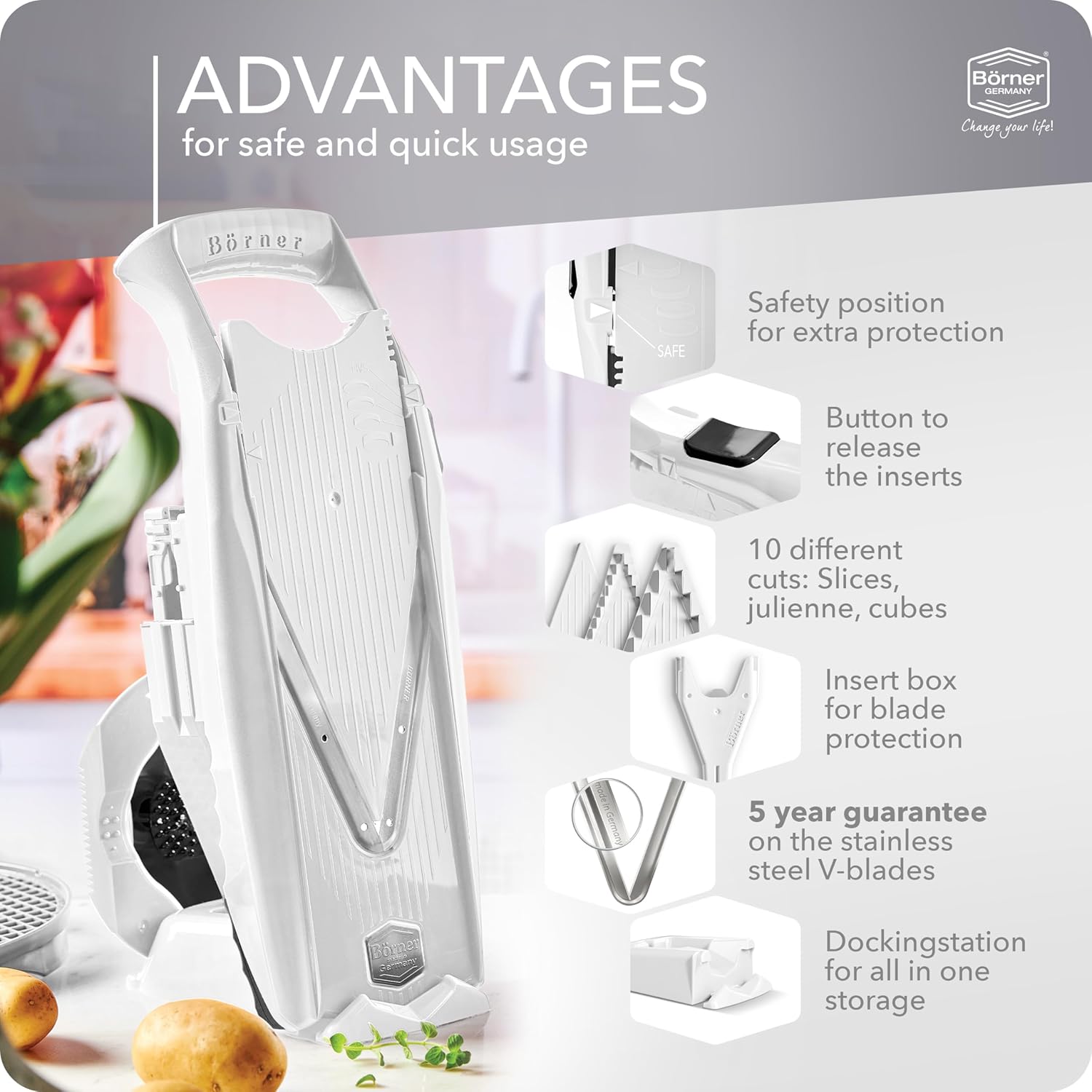 Börner Affettaverdure V5 Profi Set, Bianco - immagine 4