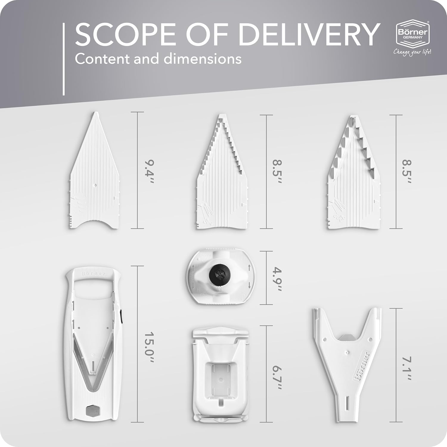 Börner Affettaverdure V5 Profi Set, Bianco - immagine 6