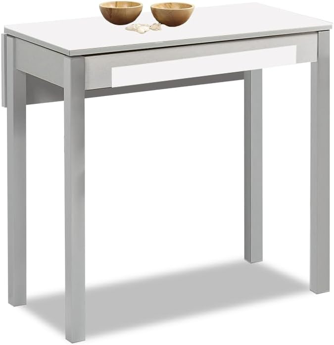 ASTIMESA Tavolo da Cucina, Bianco, 90x50cm-extendida 90x70 CMS