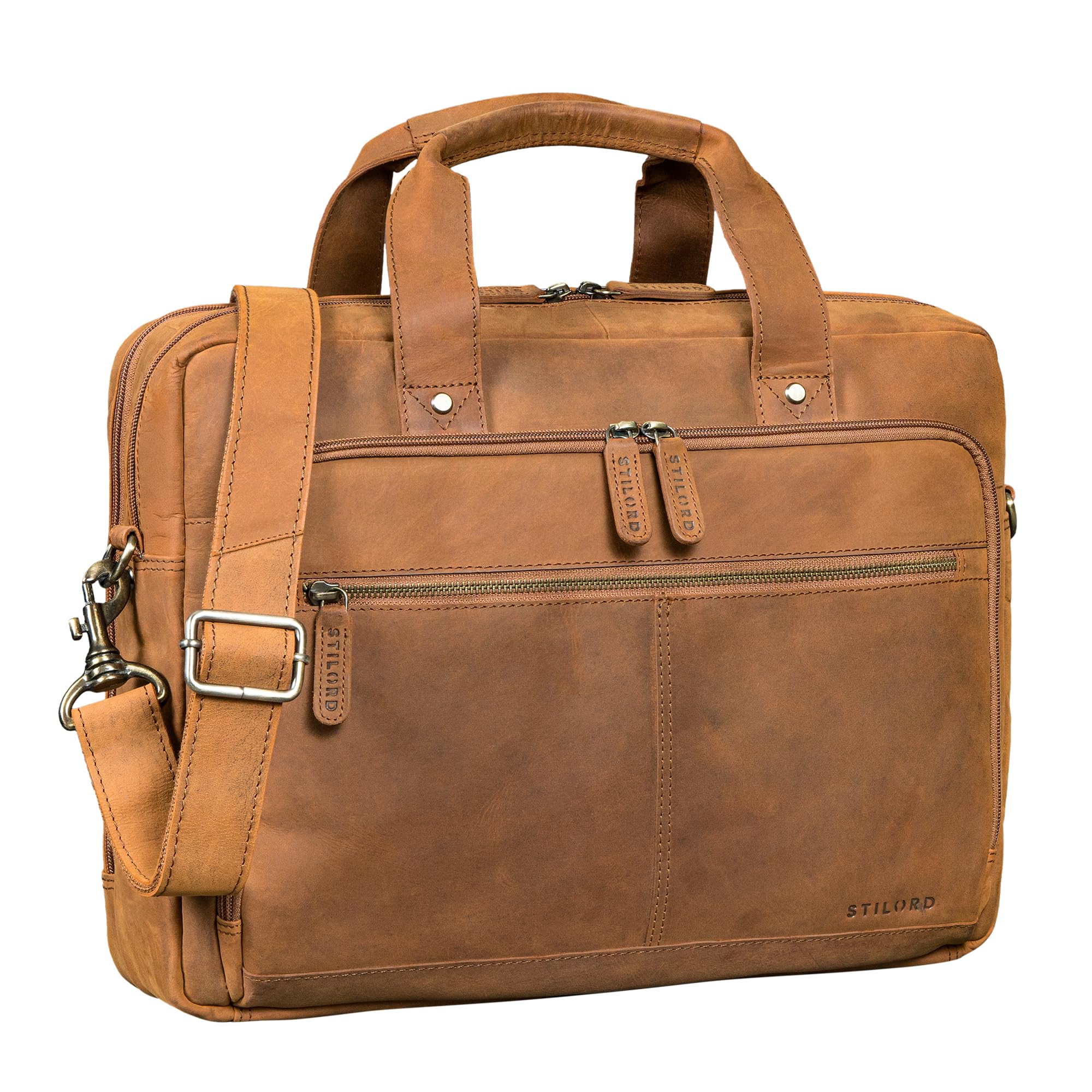 STILORD "Ronan" Borsa Tracolla Uomo Pelle 16 Pollici, Nero