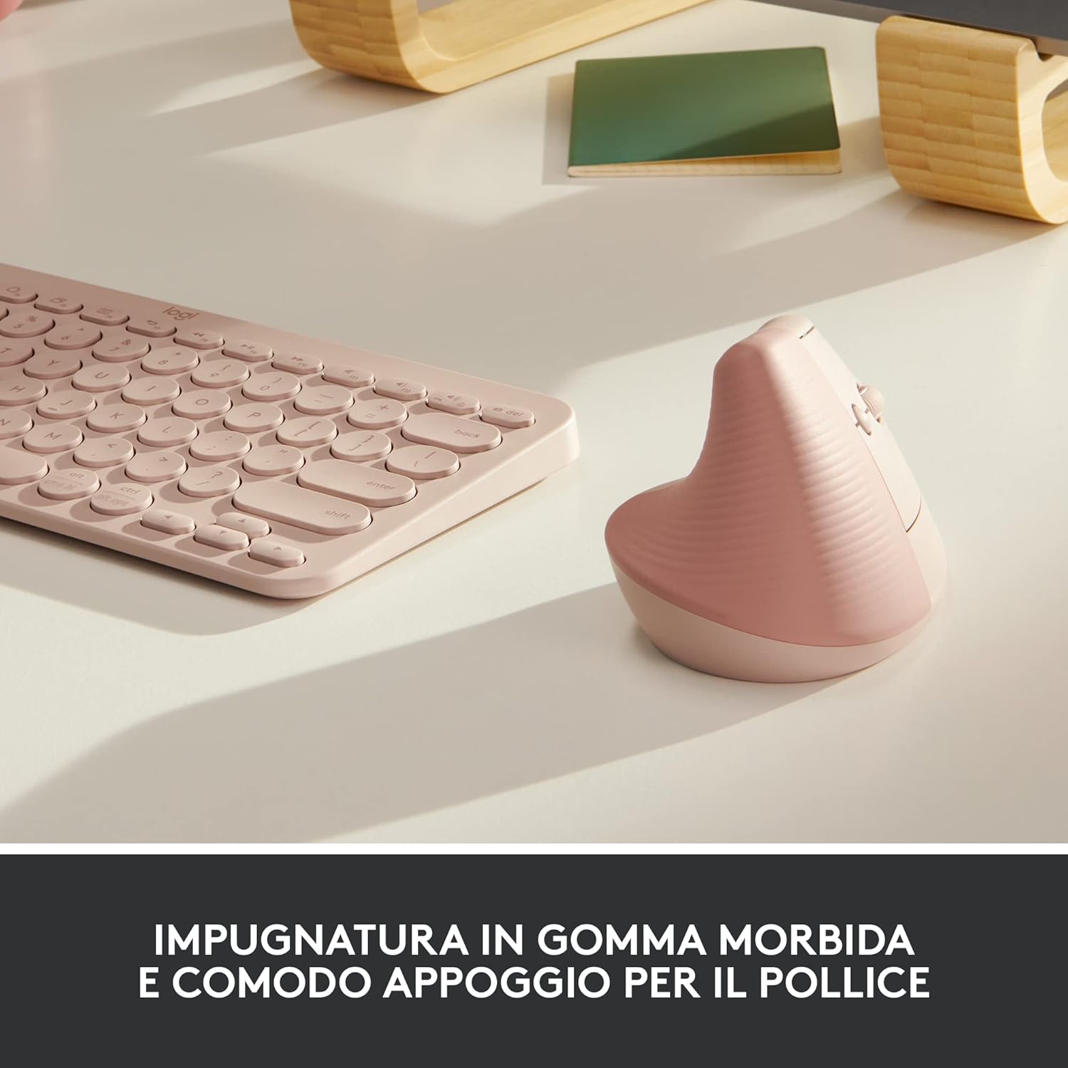Logitech Lift Mouse Ergonomico Verticale, Rosa - immagine 3