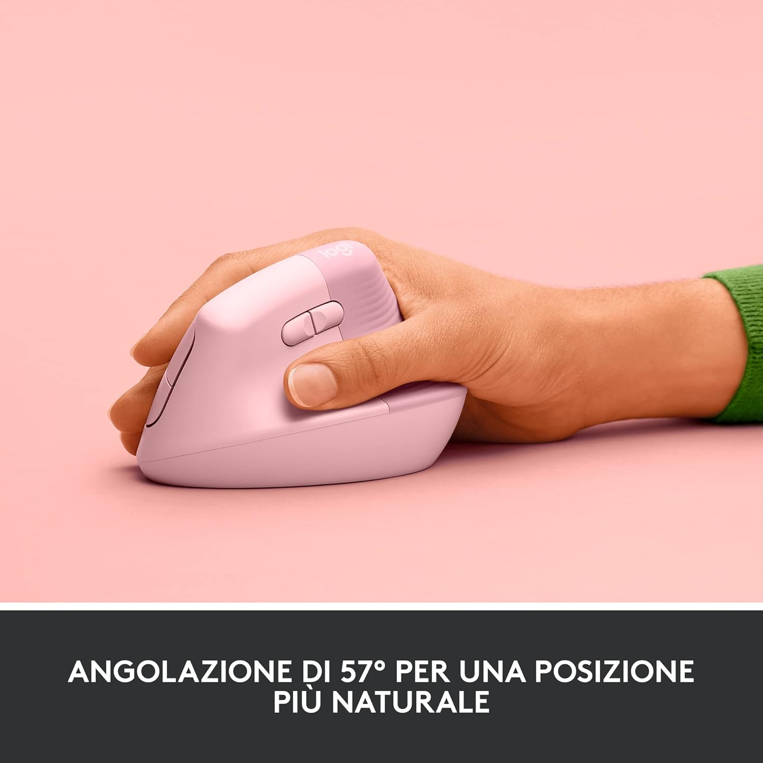 Logitech Lift Mouse Ergonomico Verticale, Rosa - immagine 4