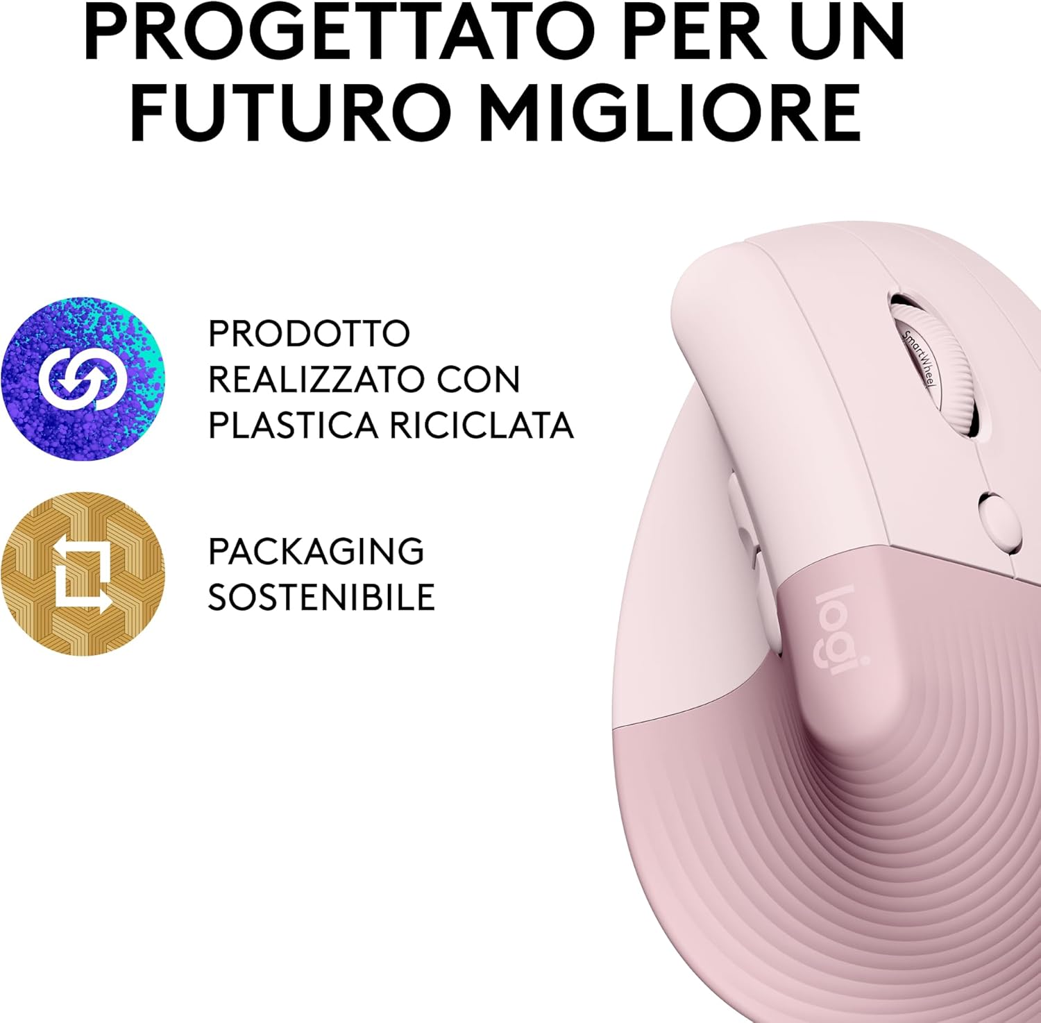 Logitech Lift Mouse Ergonomico Verticale, Rosa - immagine 6