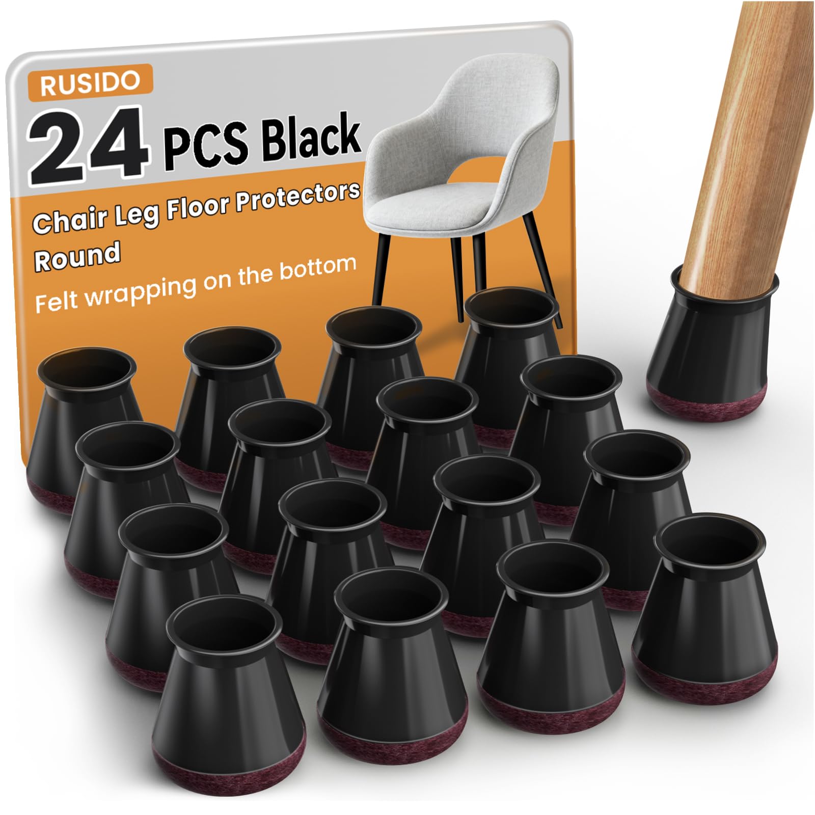 Gommini per Sedie in Silicone Nero (24 pezzi)