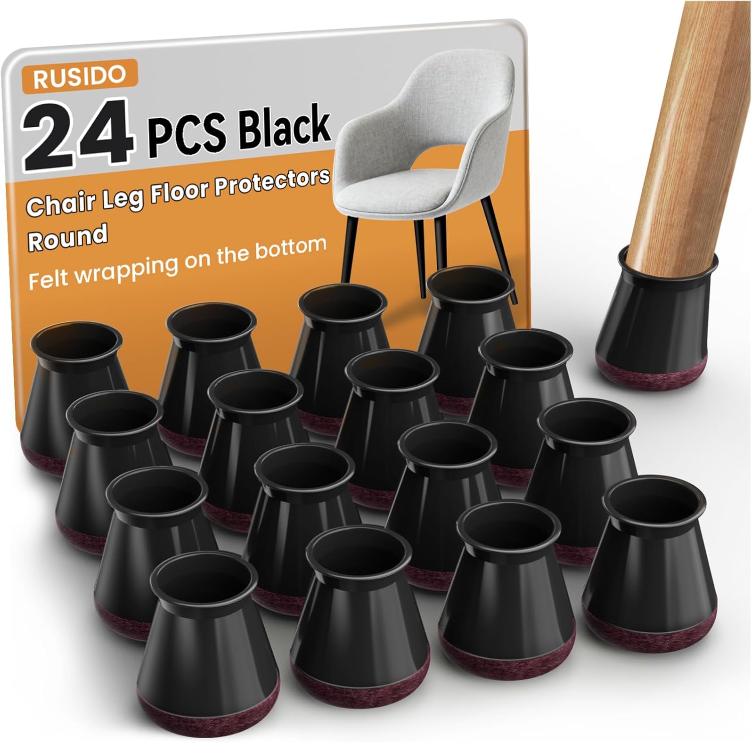 Gommini per Sedie in Silicone Nero (24 pezzi) - immagine 1