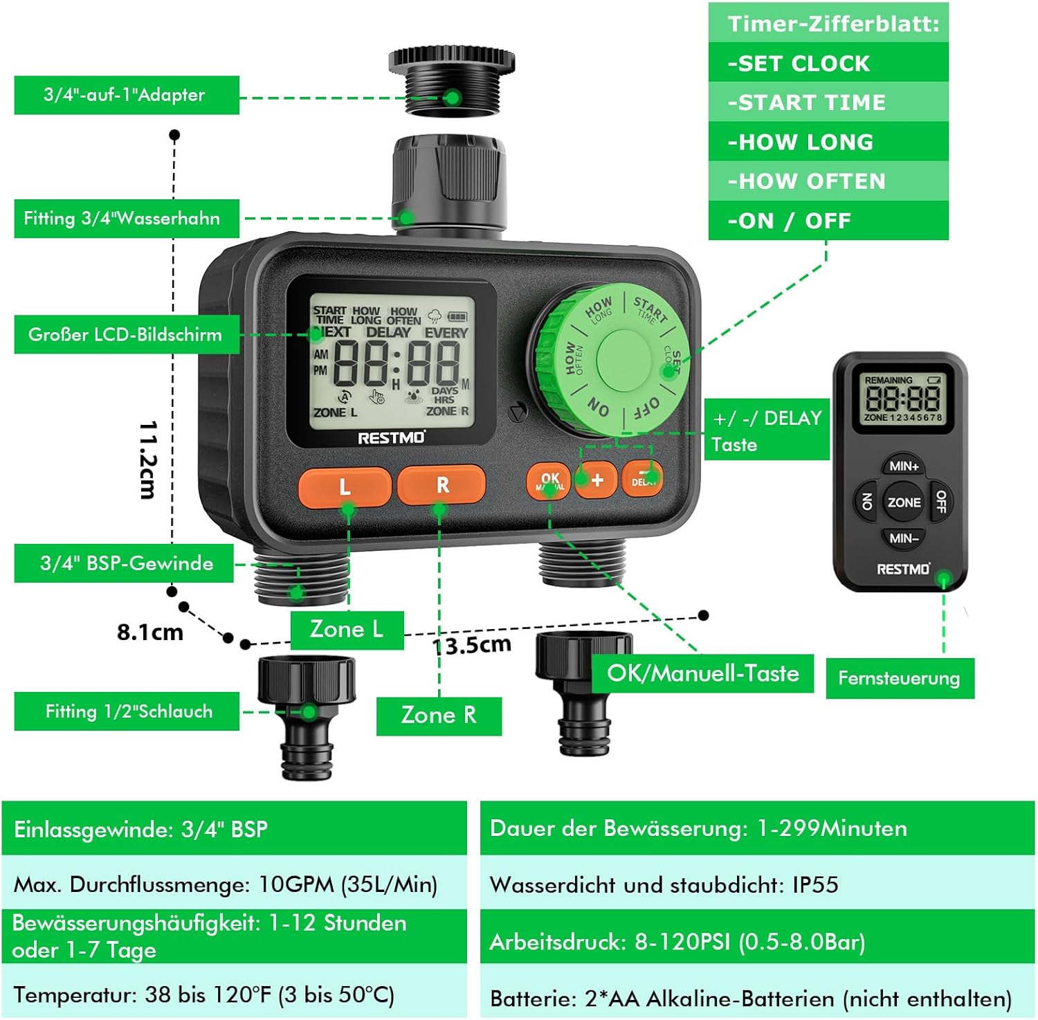 Restmo Timer per Acqua Telecomandato RF 2 Uscite - immagine 5