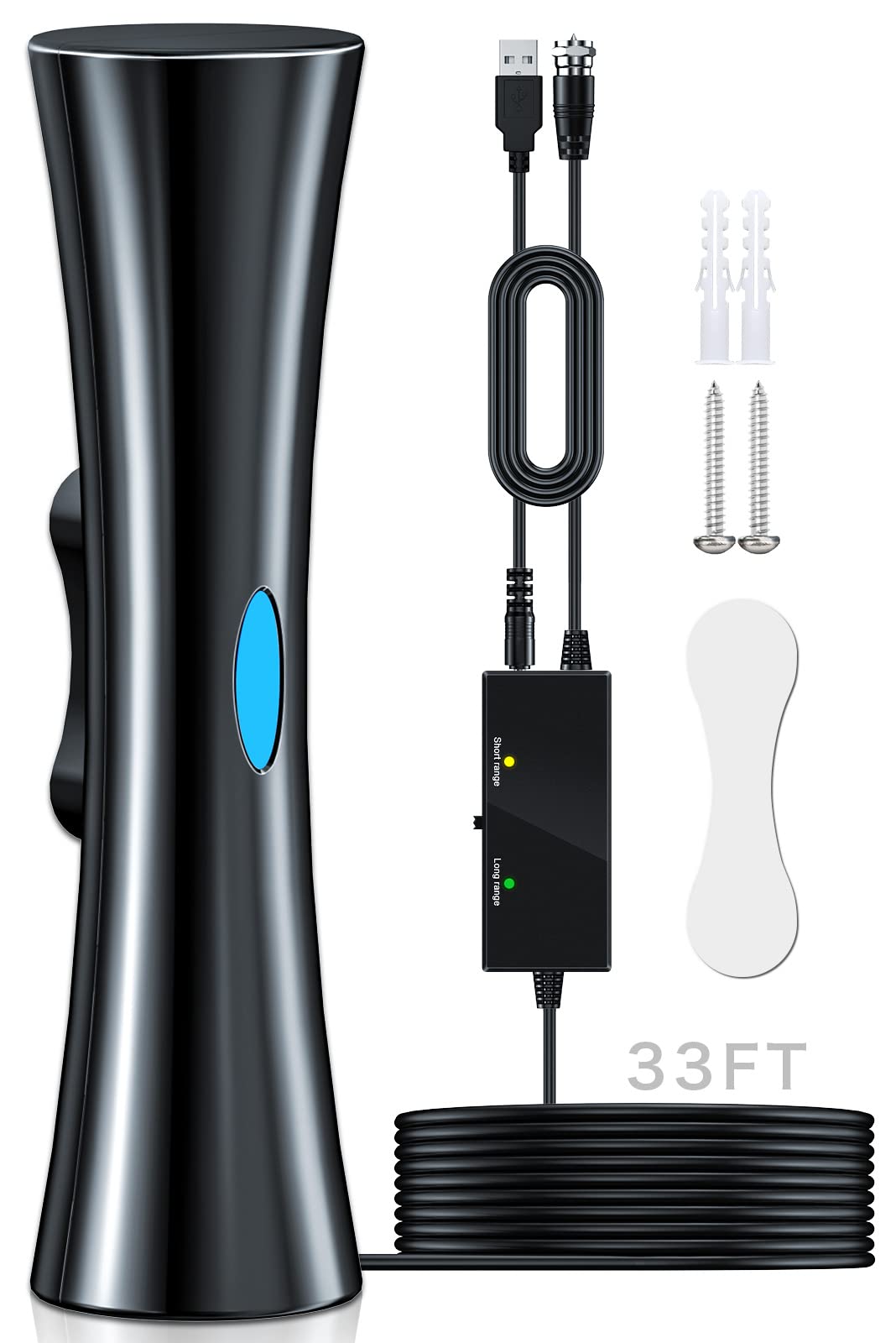 Antenna TV Interna Amplificata 620+KM con Cavo 10M