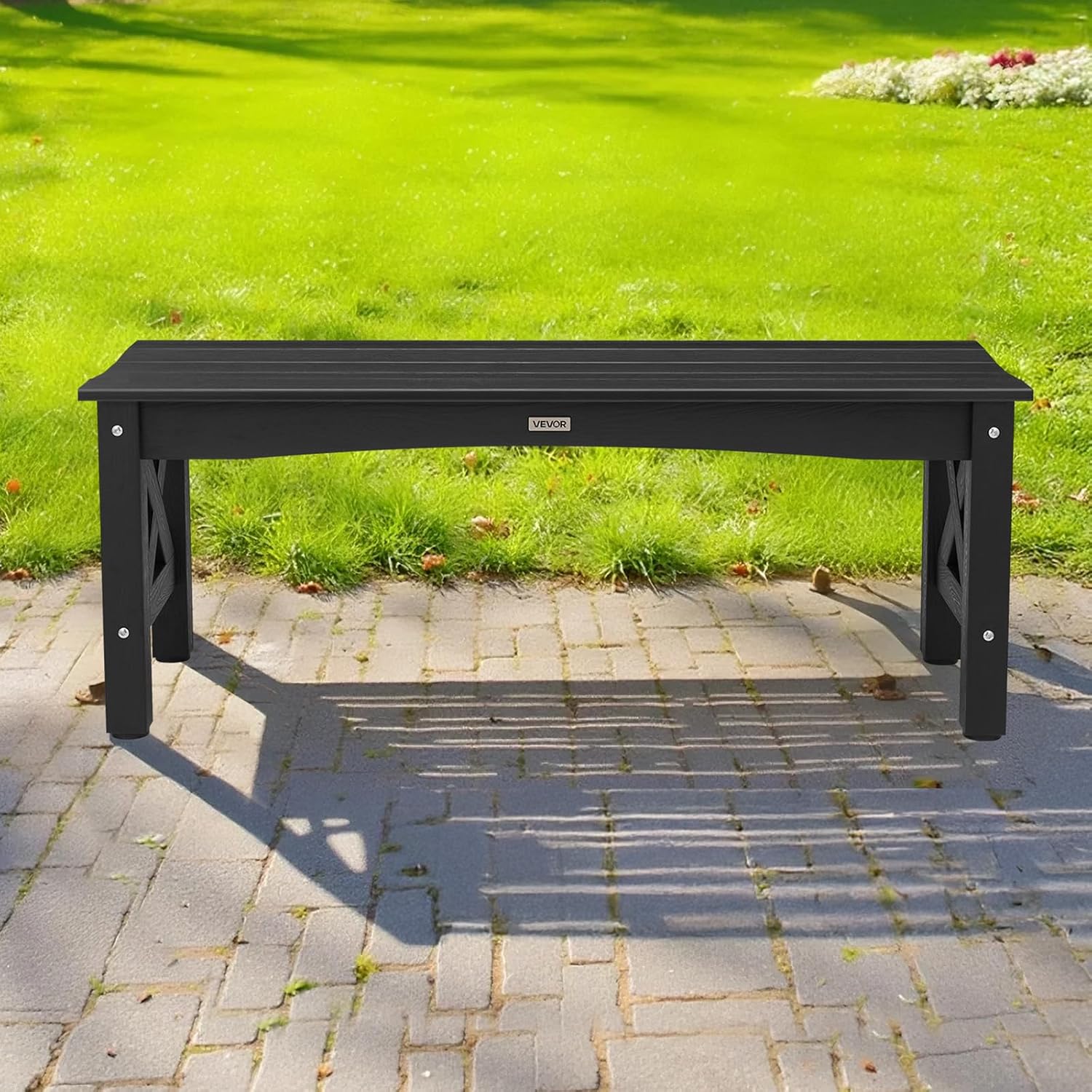 VEVOR Panca da Giardino 113cm in Plastica, Nera - immagine 2