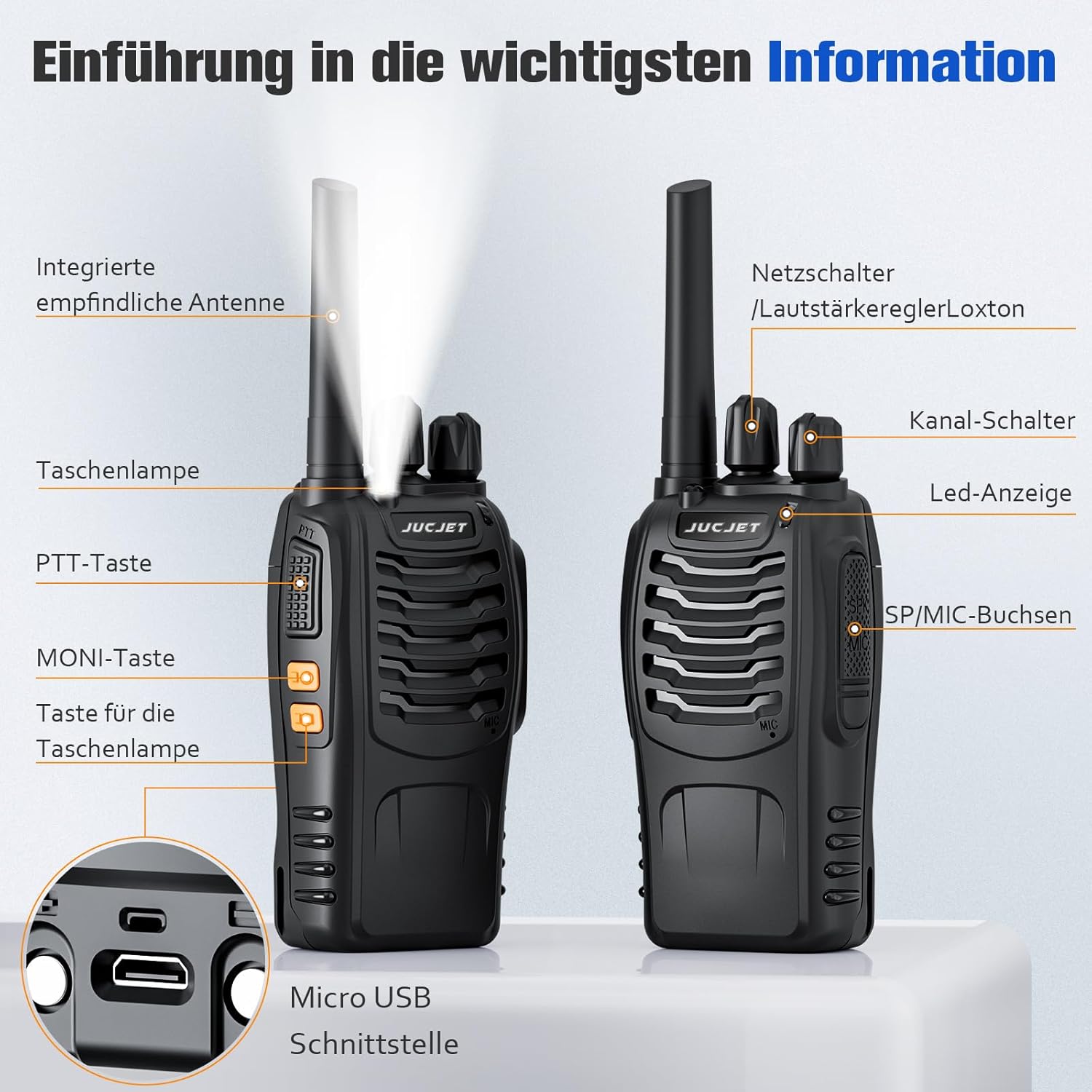 Walkie Talkie Ricaricabile Lunga Distanza VOX PMR 446MHz - immagine 2