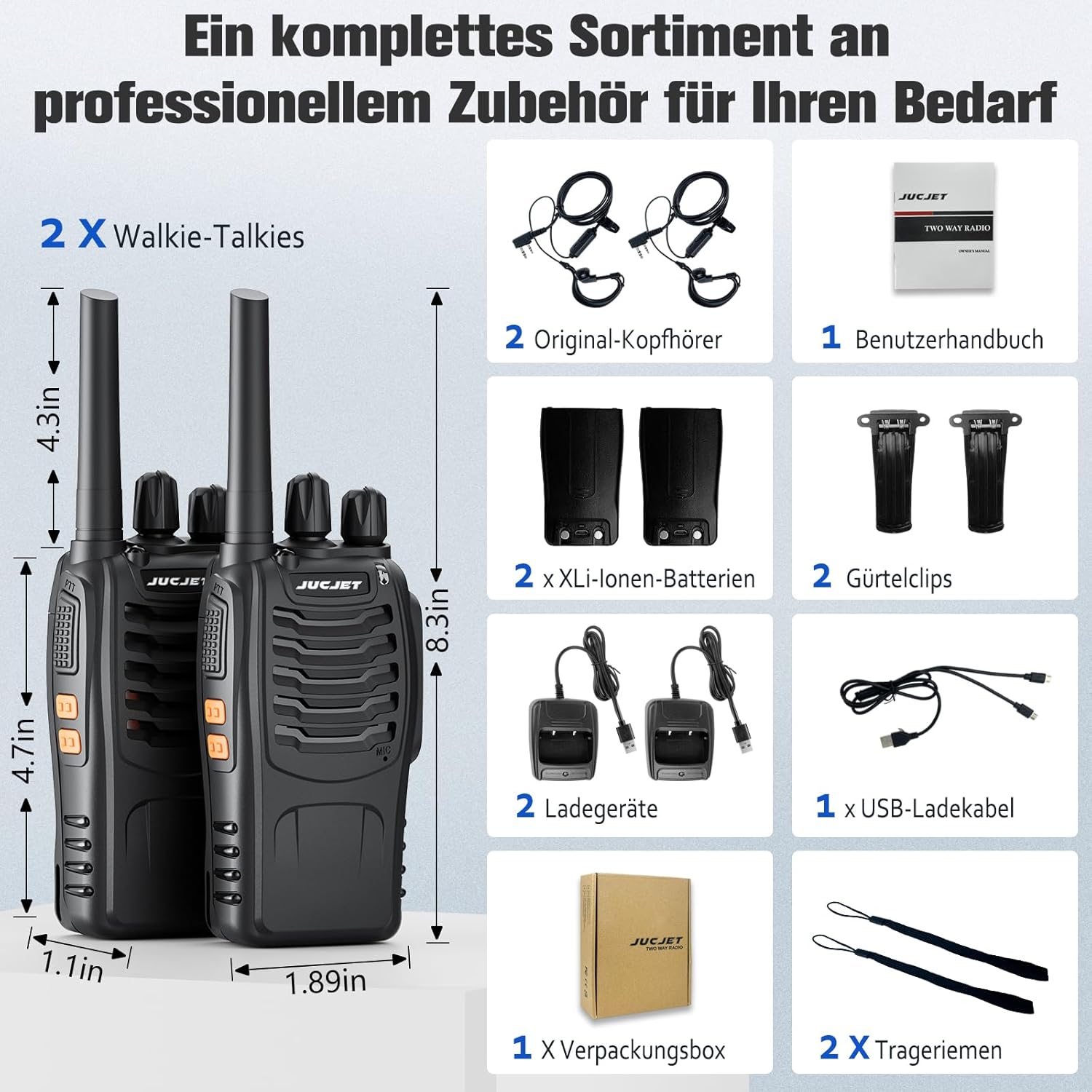 Walkie Talkie Ricaricabile Lunga Distanza VOX PMR 446MHz - immagine 6