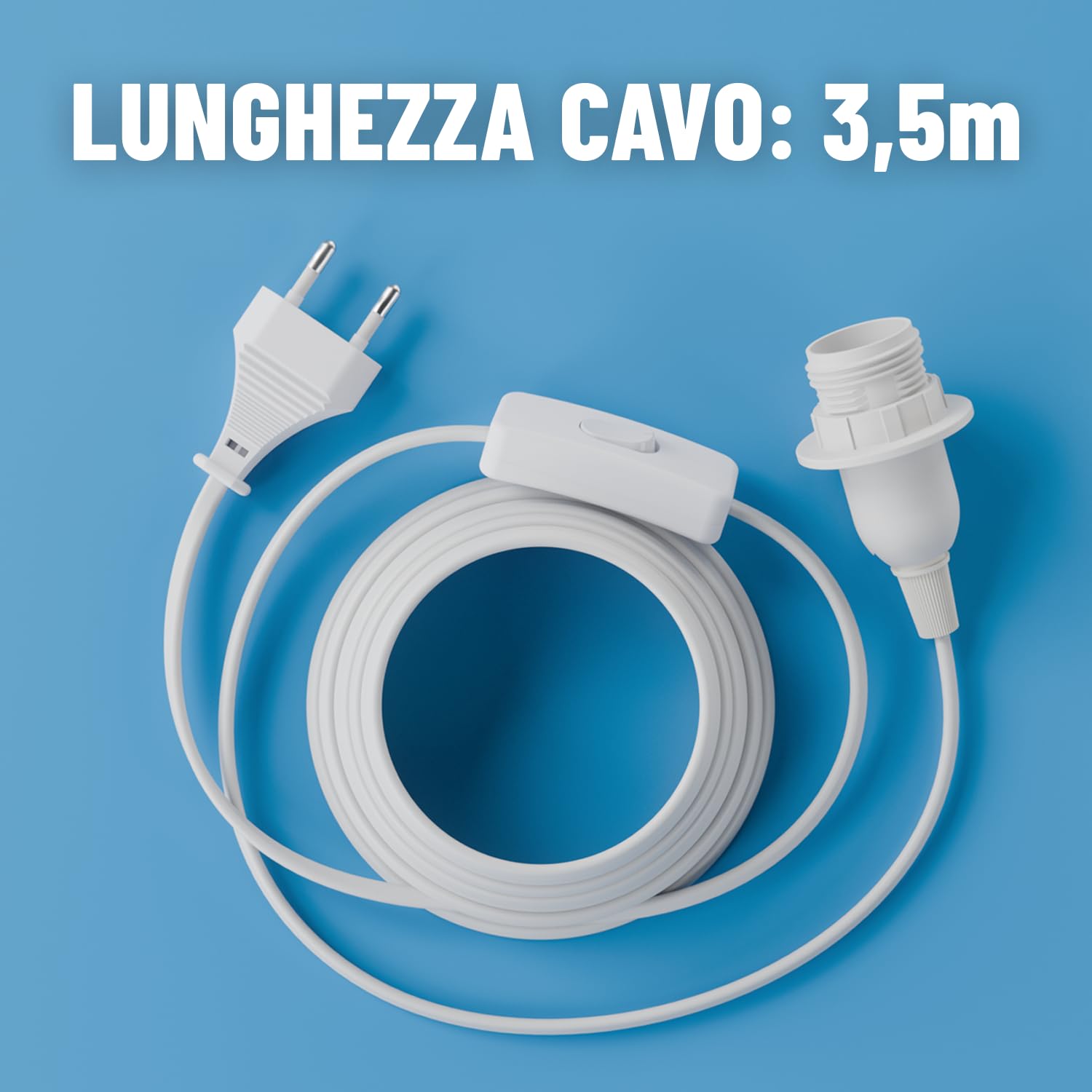 Greate. Portalampada E14 con Cavo e Interruttore 3,5m - immagine 2