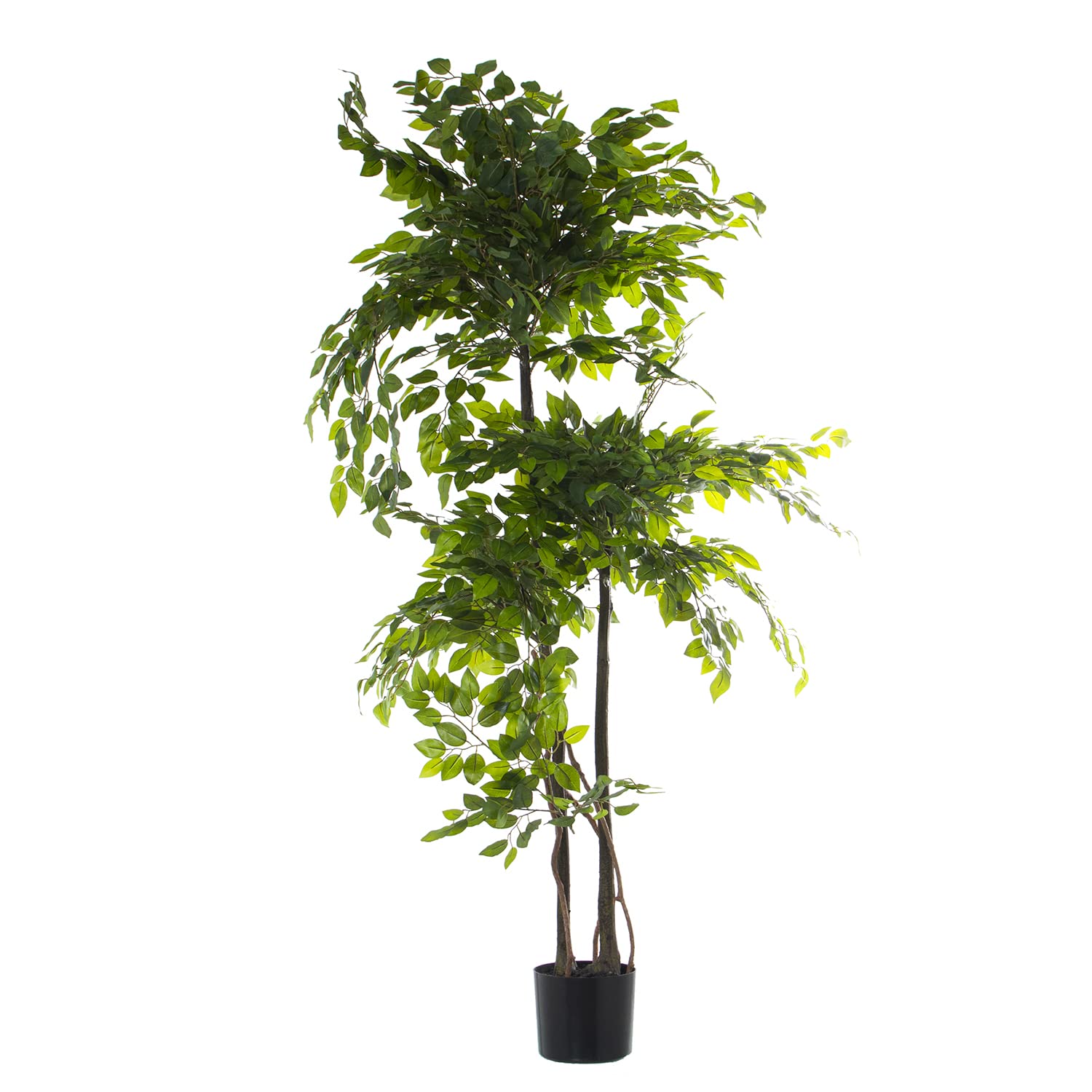 DRW Pianta artificiale di un ficus di PU in verde 160x25x25 cm