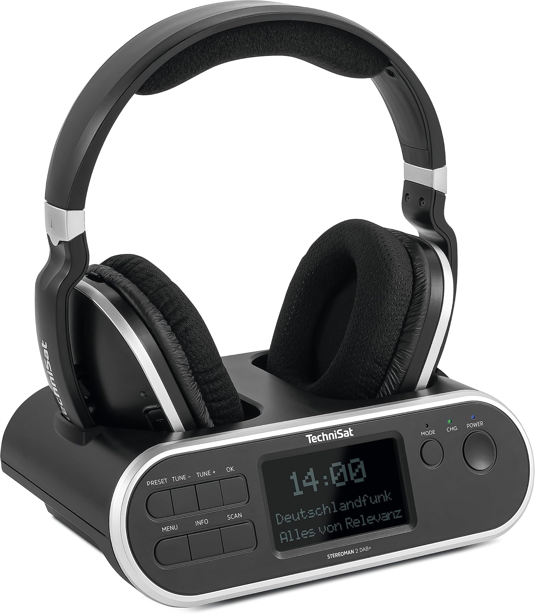 Technisat STEREOMAN 2 DAB+ - Cuffie Wireless 2.4GHz, Nero