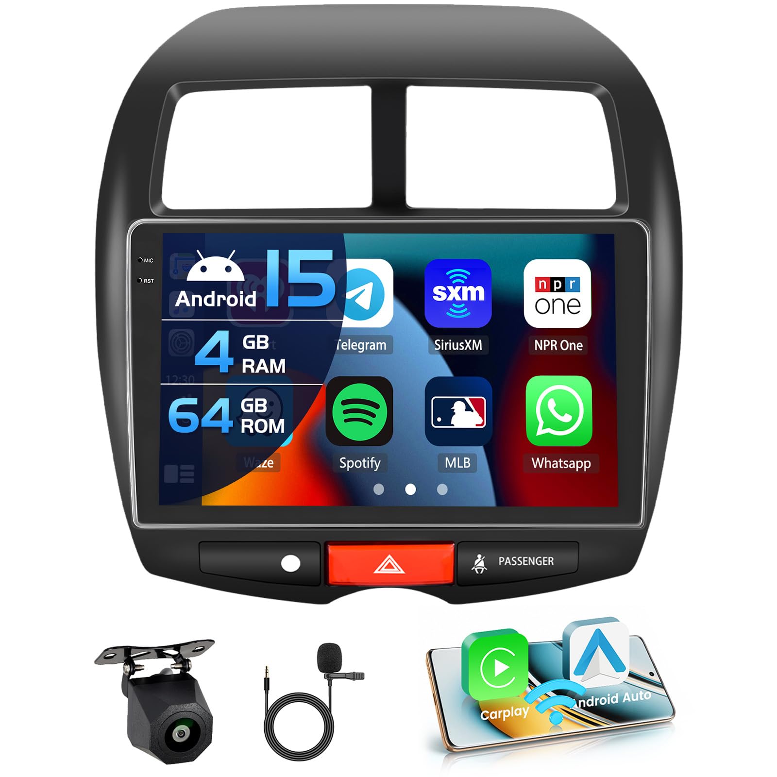 Autoradio Android 15 4+64G 10'' per Mitsubishi ASX/Citroen C4/Peugeot 4008