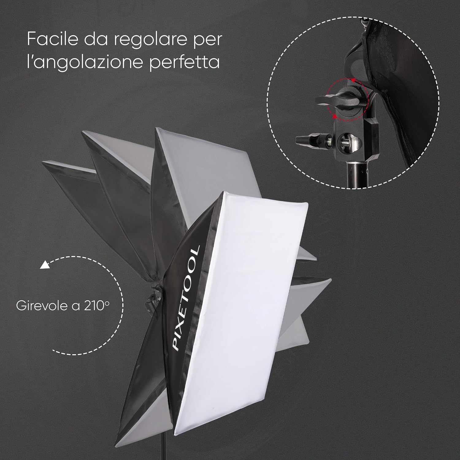 Pixetool Set Softbox Studio Fotografico con Luce LED - immagine 7