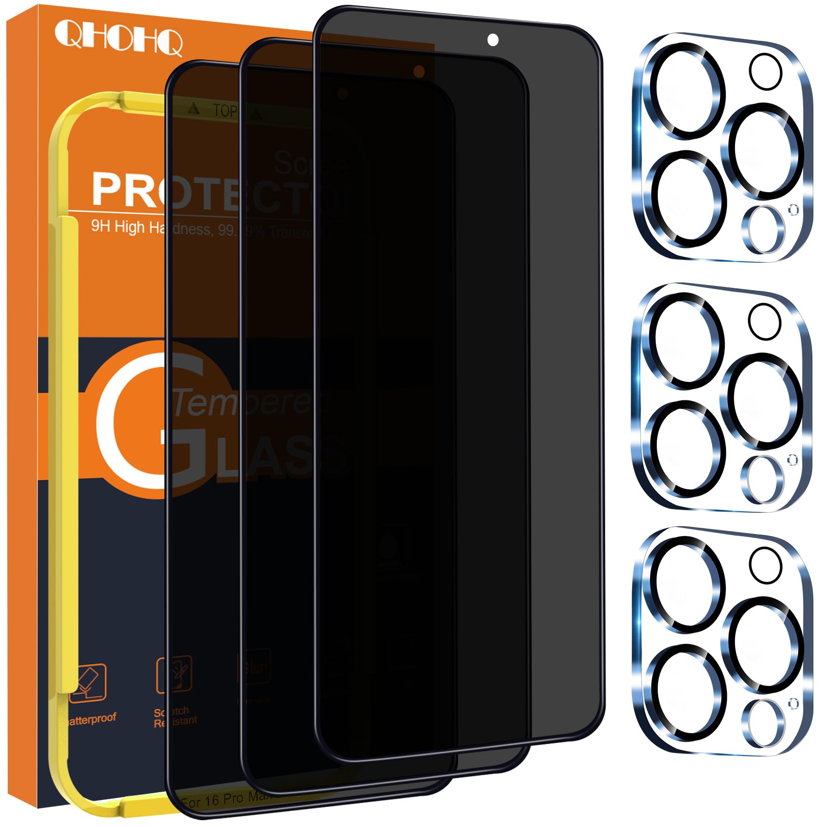 Qhohq Pellicola Privacy per iPhone 16 Pro Max (3+3 Pezzi)