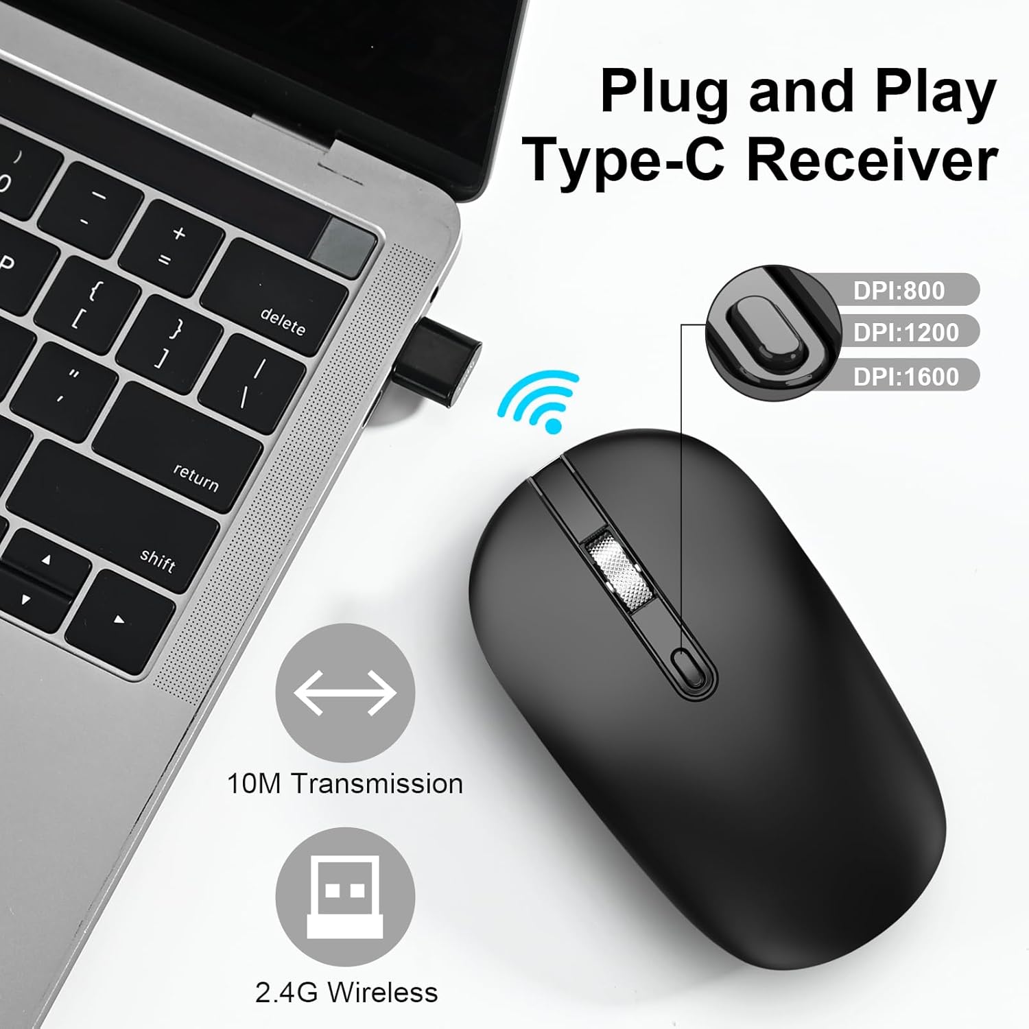 Cimetech Wireless Mouse USB-C per Laptop, Sottile e Silenzioso - immagine 2