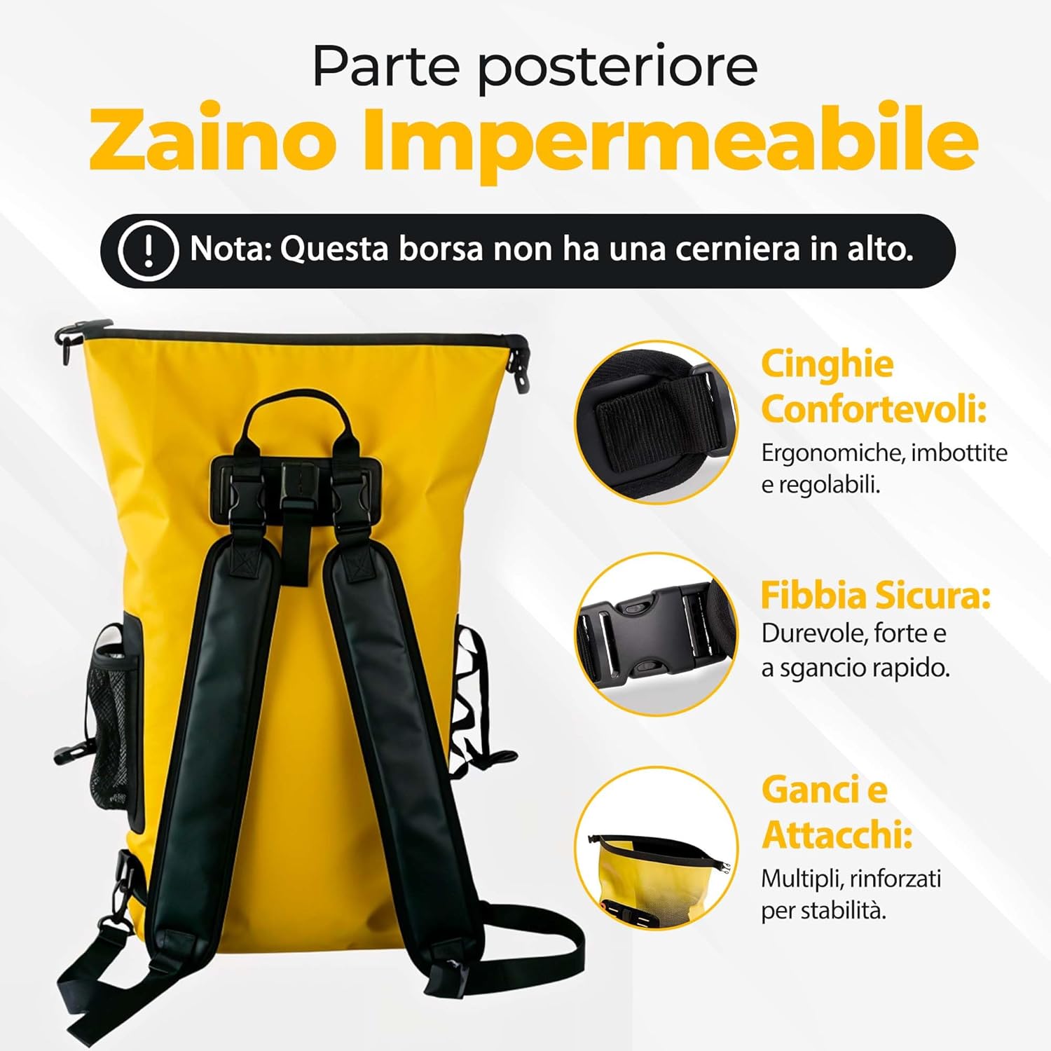 Zaino Impermeabile 25 Litri con Tasca Esterna - immagine 5