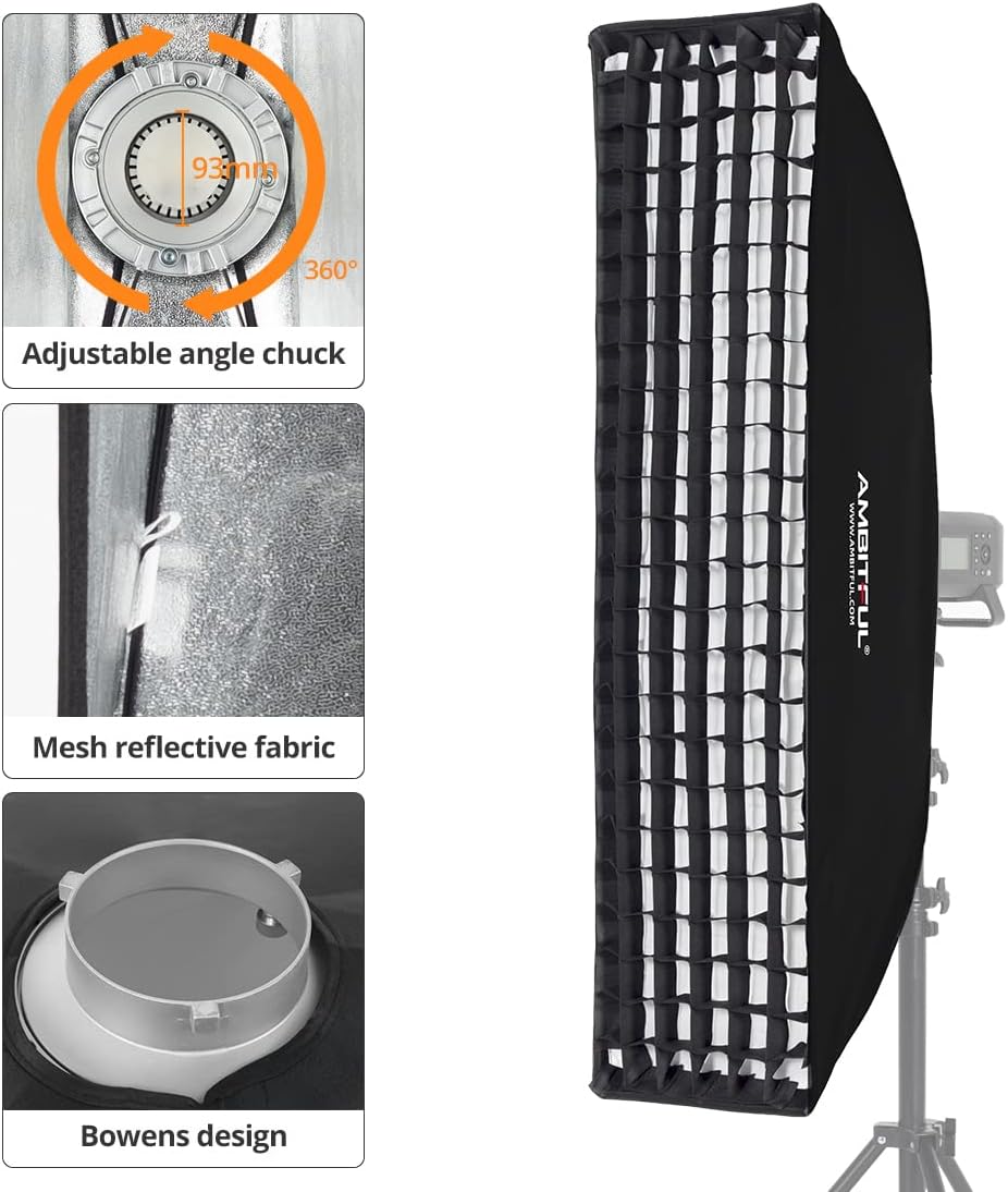 Ambitful FW30x120 Softbox Striscia con Griglia a Nido d'Ape - immagine 3