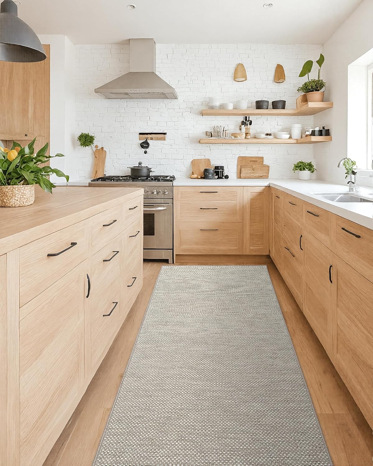 Color&geometry Tappeto Cucina Antiscivolo Lavabile 61x183cm, Beige