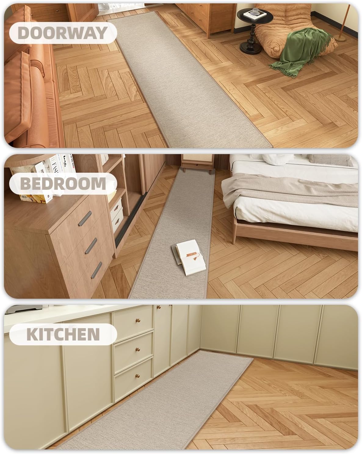 Color&geometry Tappeto Cucina Antiscivolo Lavabile 61x183cm, Beige - immagine 4