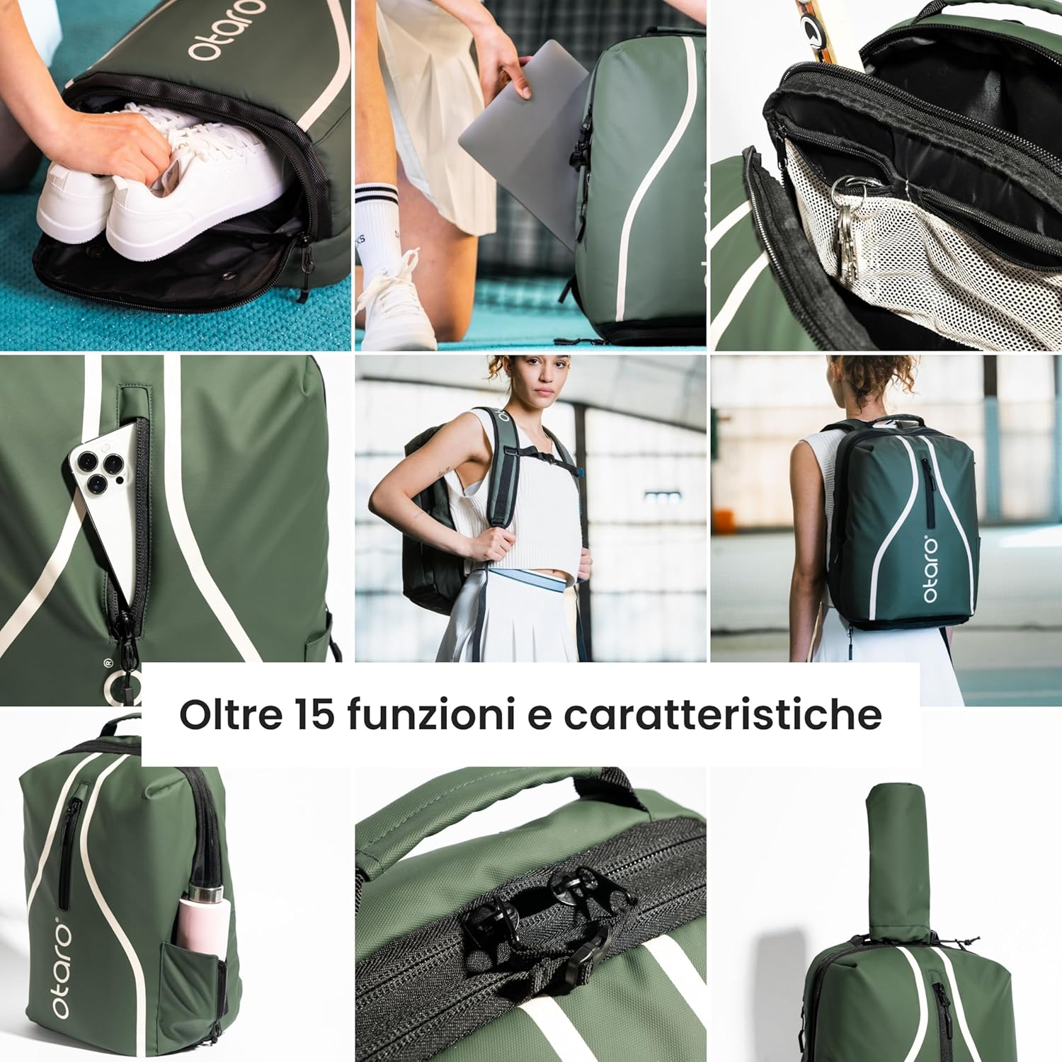 Otaro ® Borsa e Zaino Tennis Elegante - immagine 4