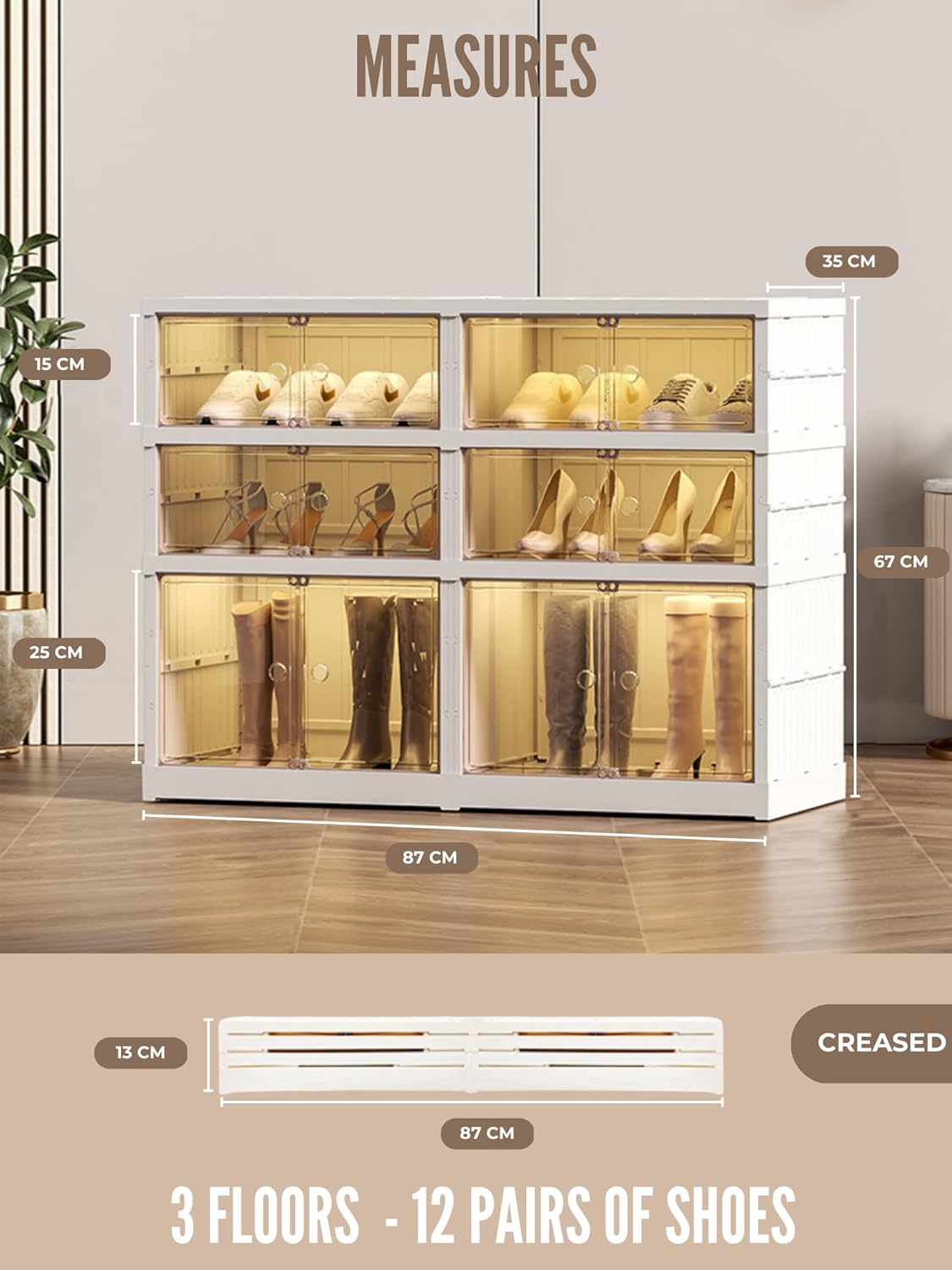 Magic Select Scarpiera Pieghevole 3 Livelli, Bianco - immagine 2