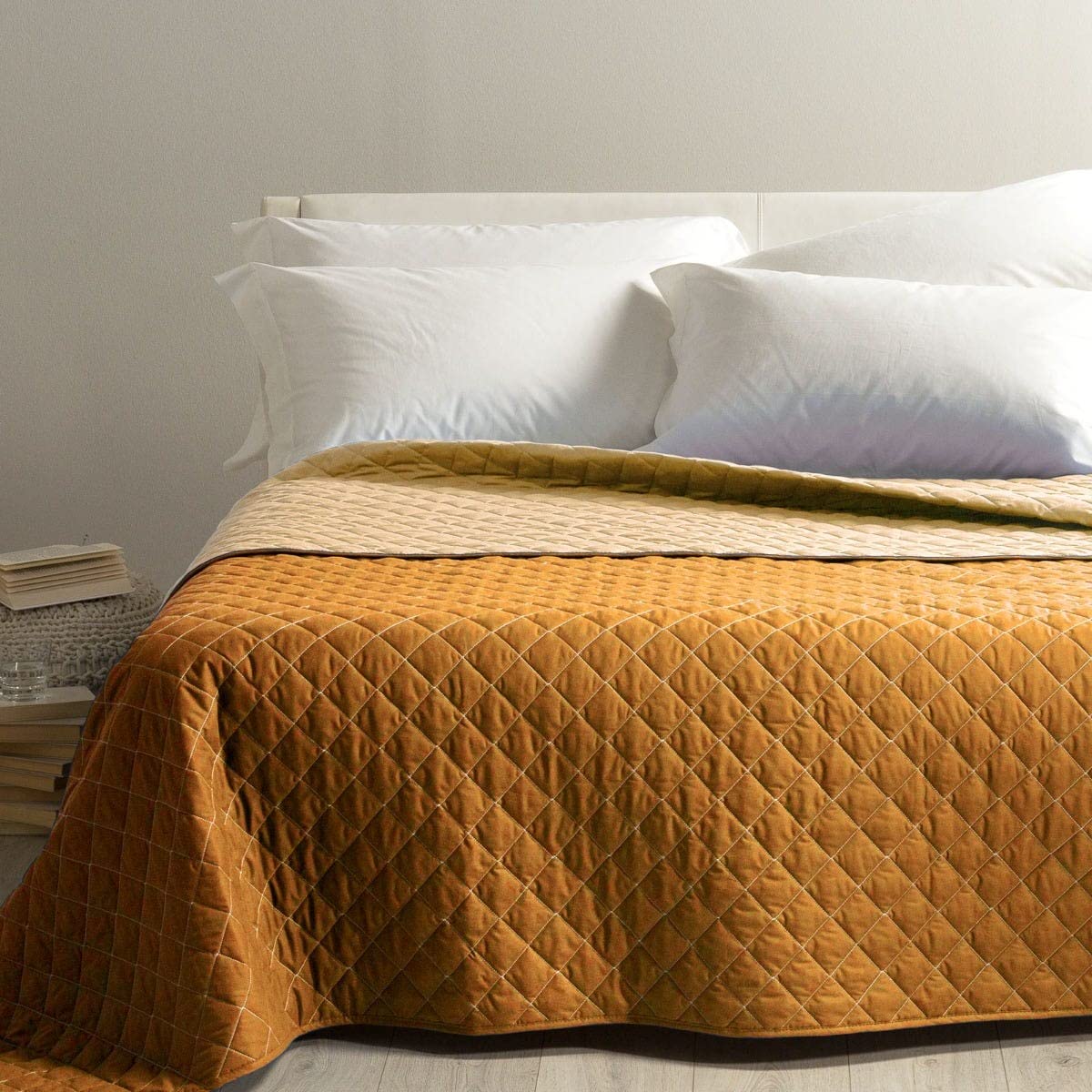 Caleffi 76808 Cotone Mix Copriletto Primaverile per Singolo Letto, Giallo Sole