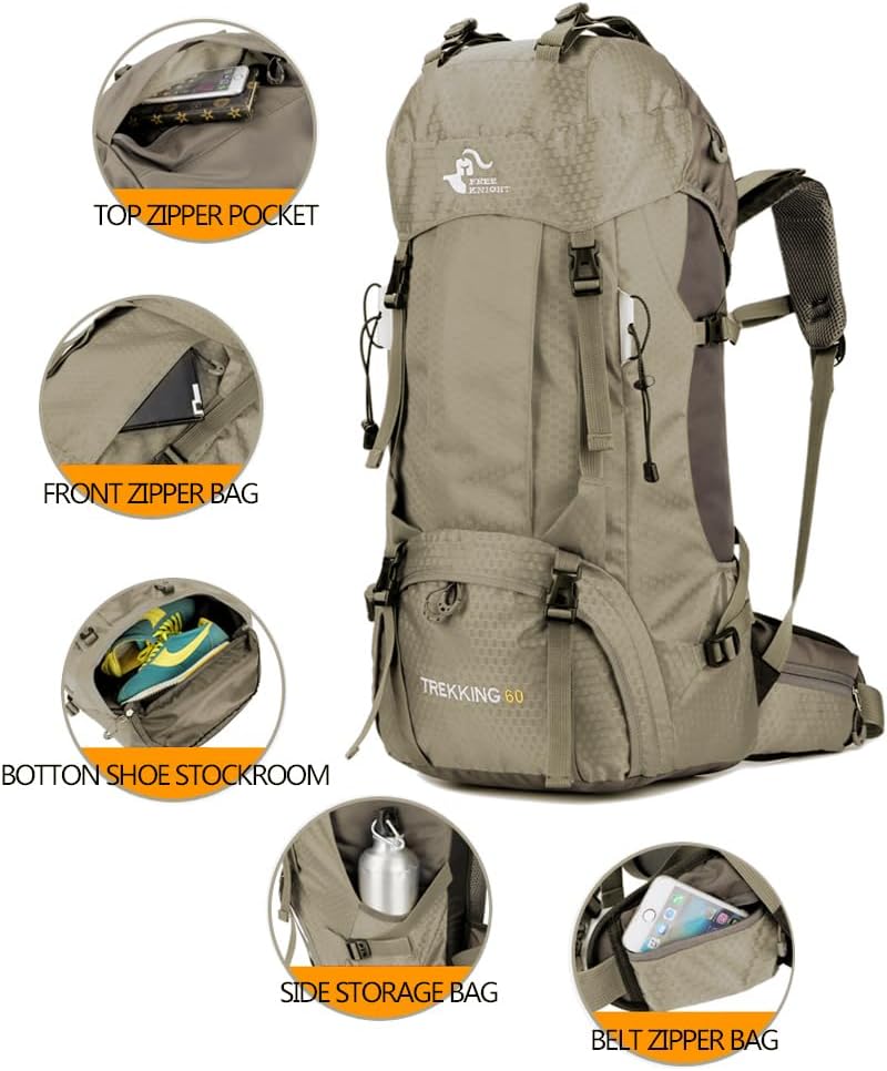 Bseash Zaino da Trekking 60L Impermeabile - immagine 2