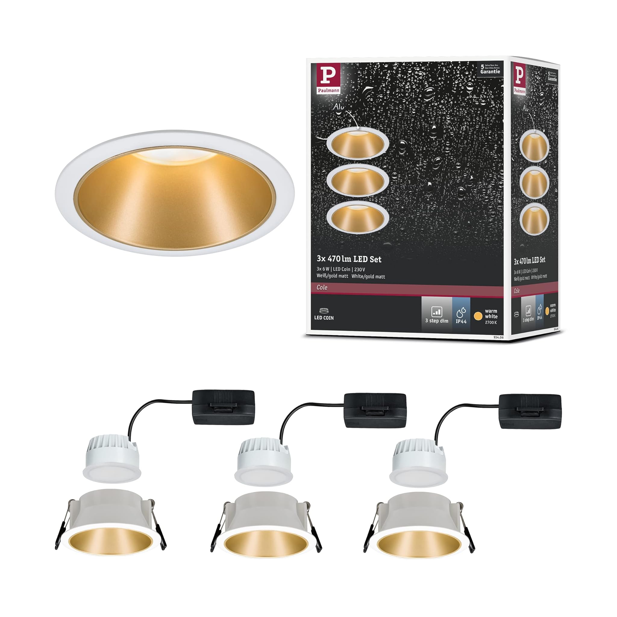 Paulmann 93406 Lampada Incasso LED Cole Rotonda