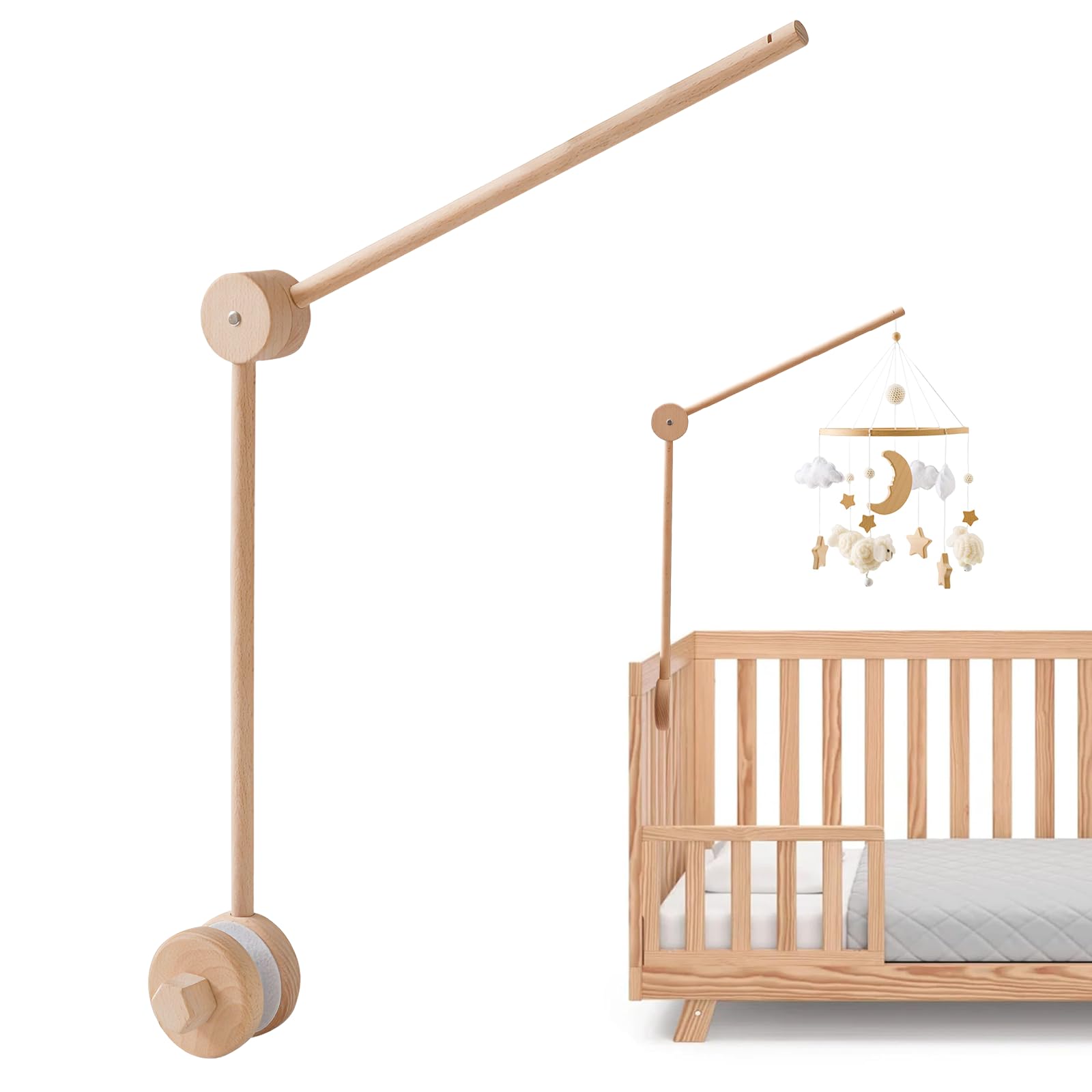 Supporto Giostrina Lettino in Legno, Supporto per Lettino, Supporto mobile, Altezza regolabile, adatto per cameretta dei bambini, decorazione,lettini e fasciatoi