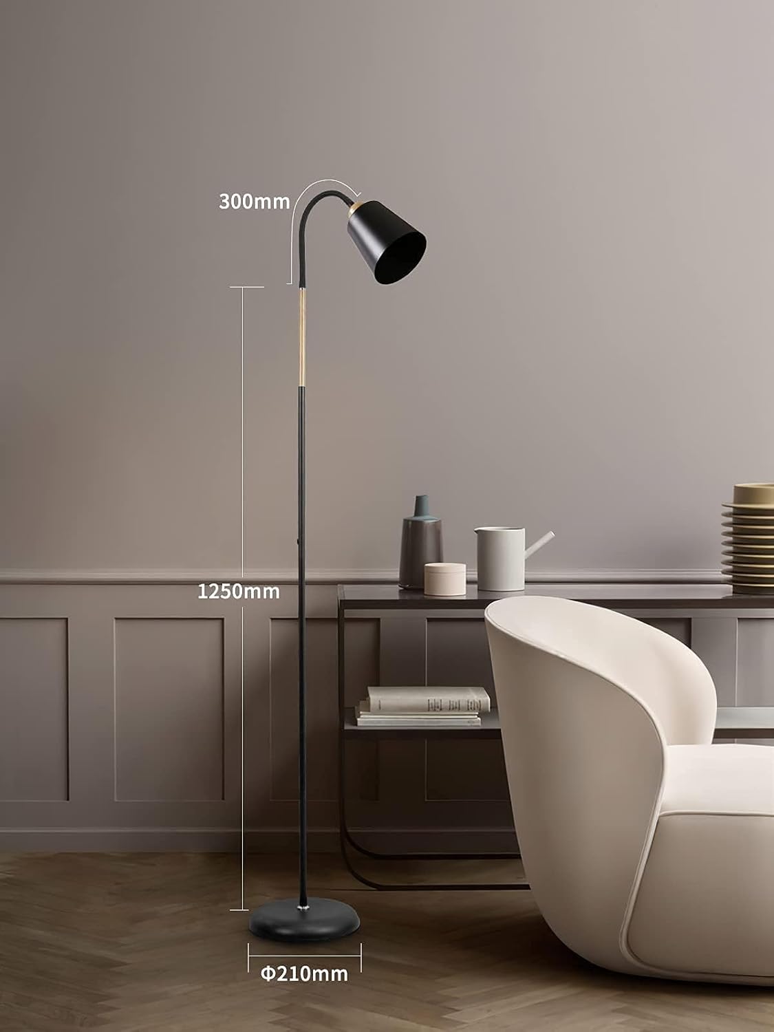 ANTENLICHT VILI - Lampada da Terra Orientabile E27, Nera - immagine 4