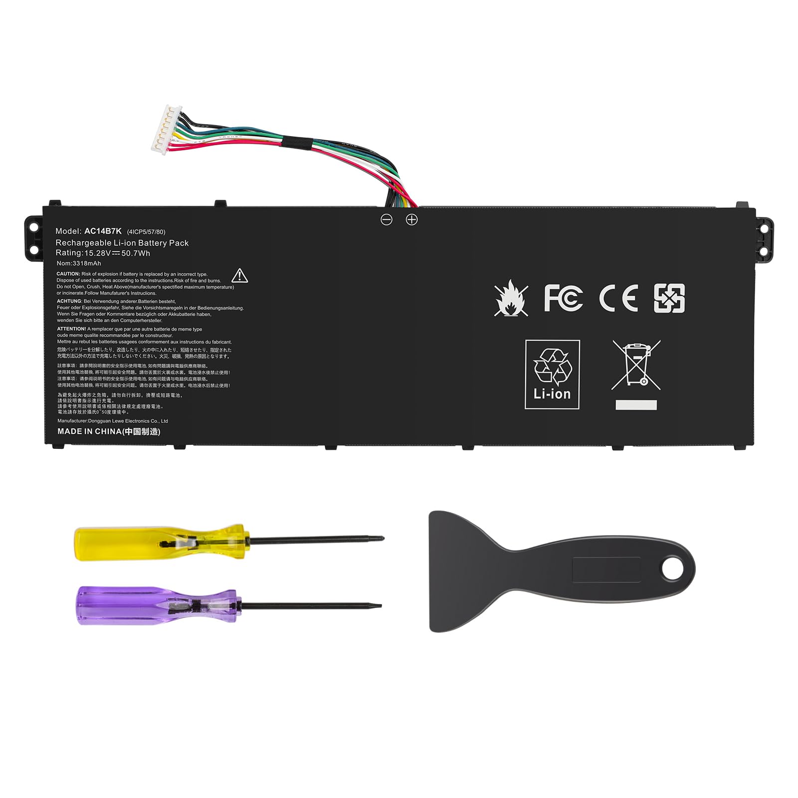 Asuncell Batteria per PC portatile Acer 15.28V/50.7Wh