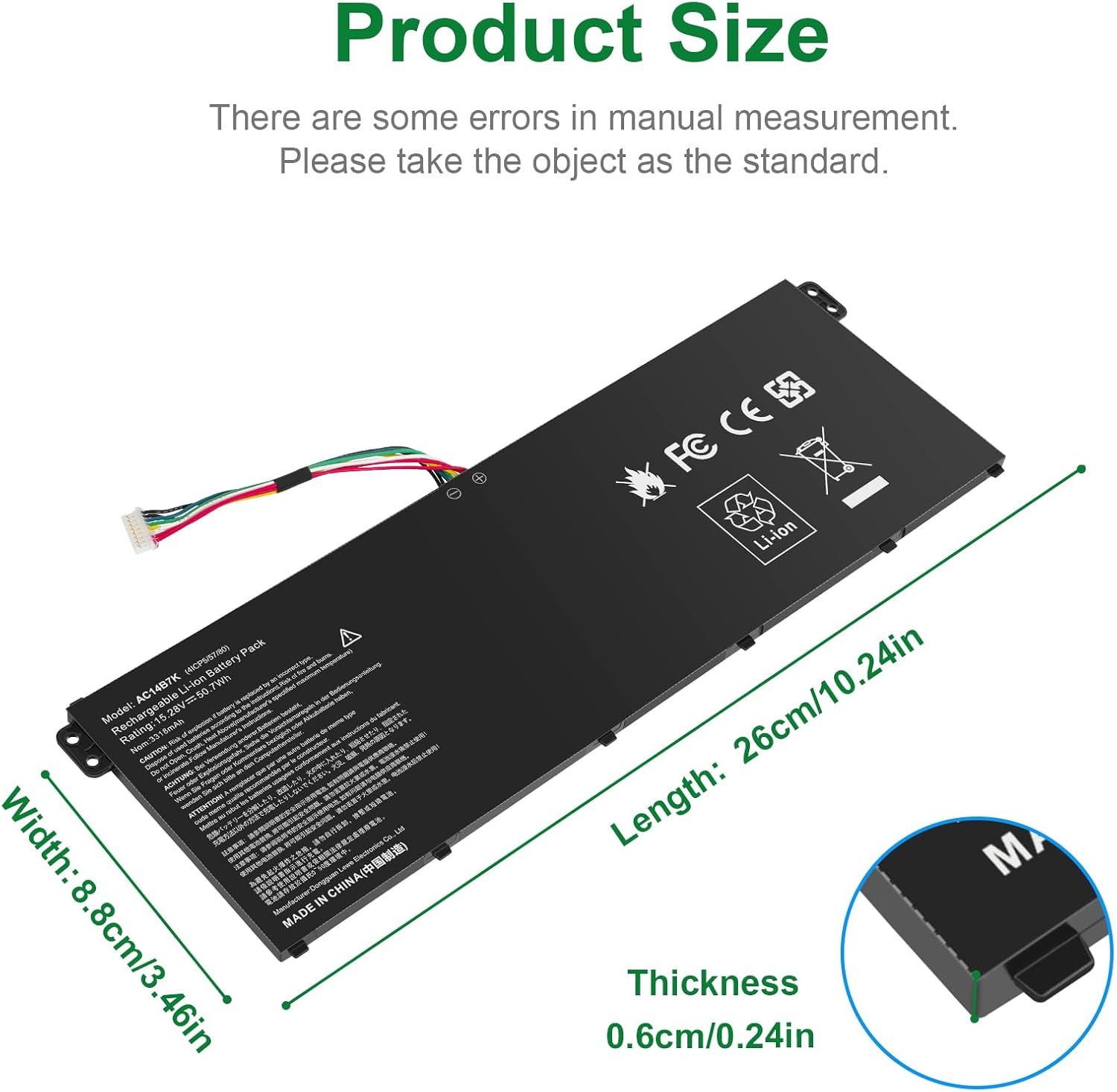 Asuncell Batteria per PC portatile Acer 15.28V/50.7Wh - immagine 3