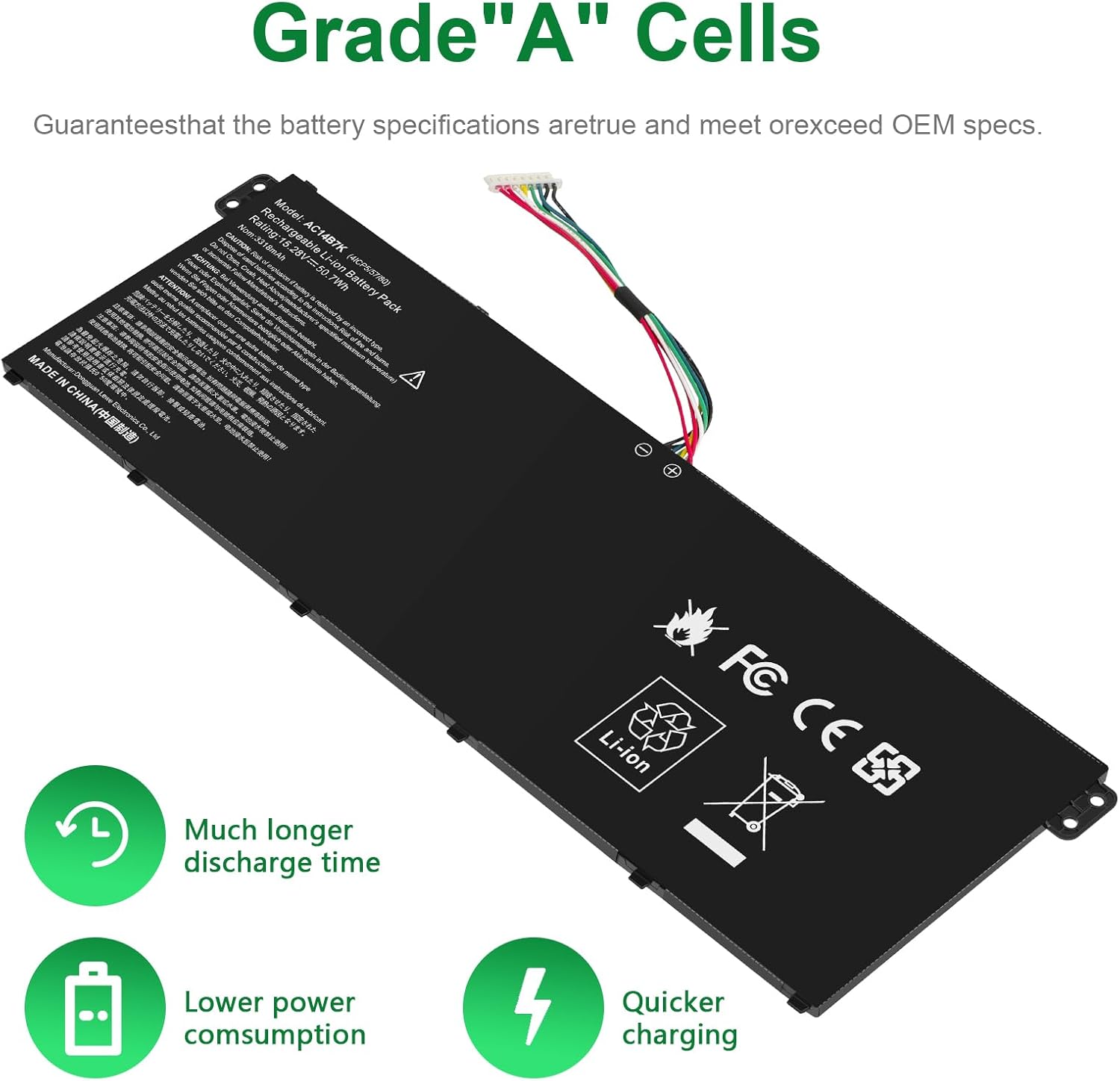 Asuncell Batteria per PC portatile Acer 15.28V/50.7Wh - immagine 5