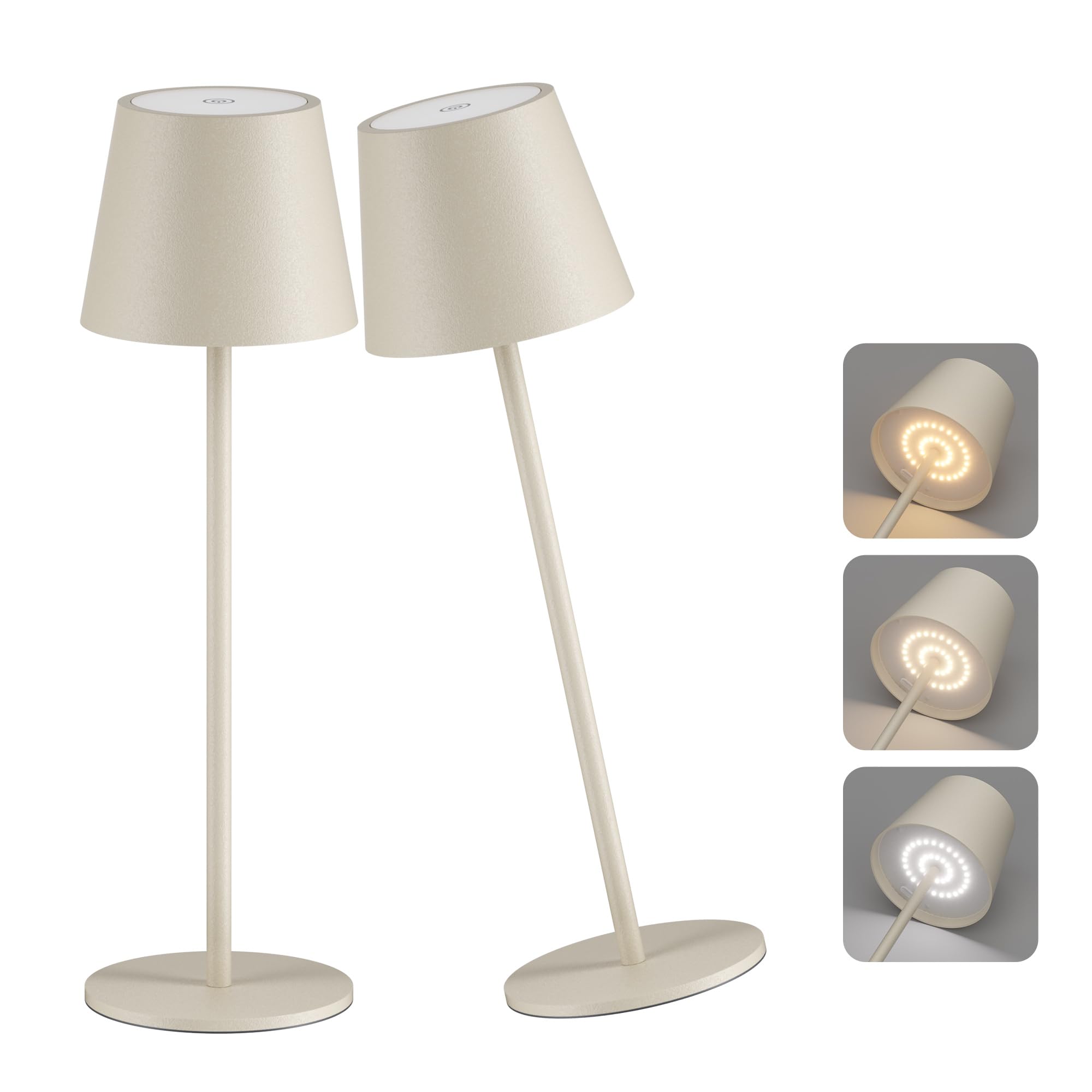 Aipsun Lampada da Tavolo LED Ricaricabile Beige (Set 2)