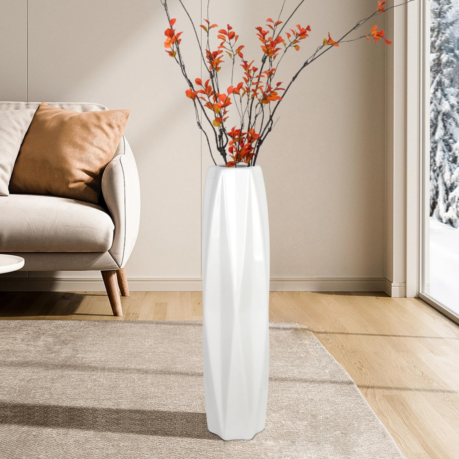 Jidofue Vasi da pavimento in ceramica bianca 60 cm