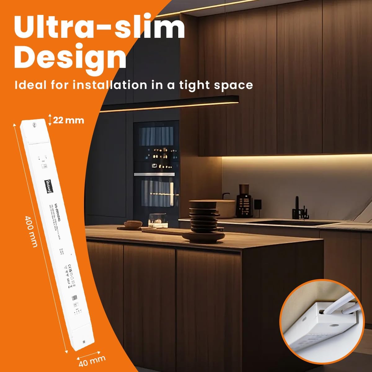 Trasformatore LED 24V 250W Sottile Senza Sfarfallio - immagine 2