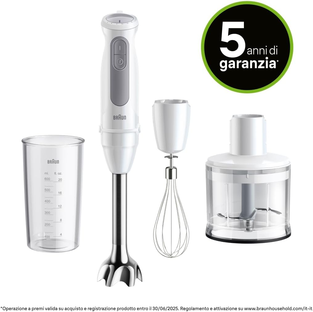 Braun MultiQuick5 MQ50.236M MINIPIMER 1000W, Bianco - immagine 3