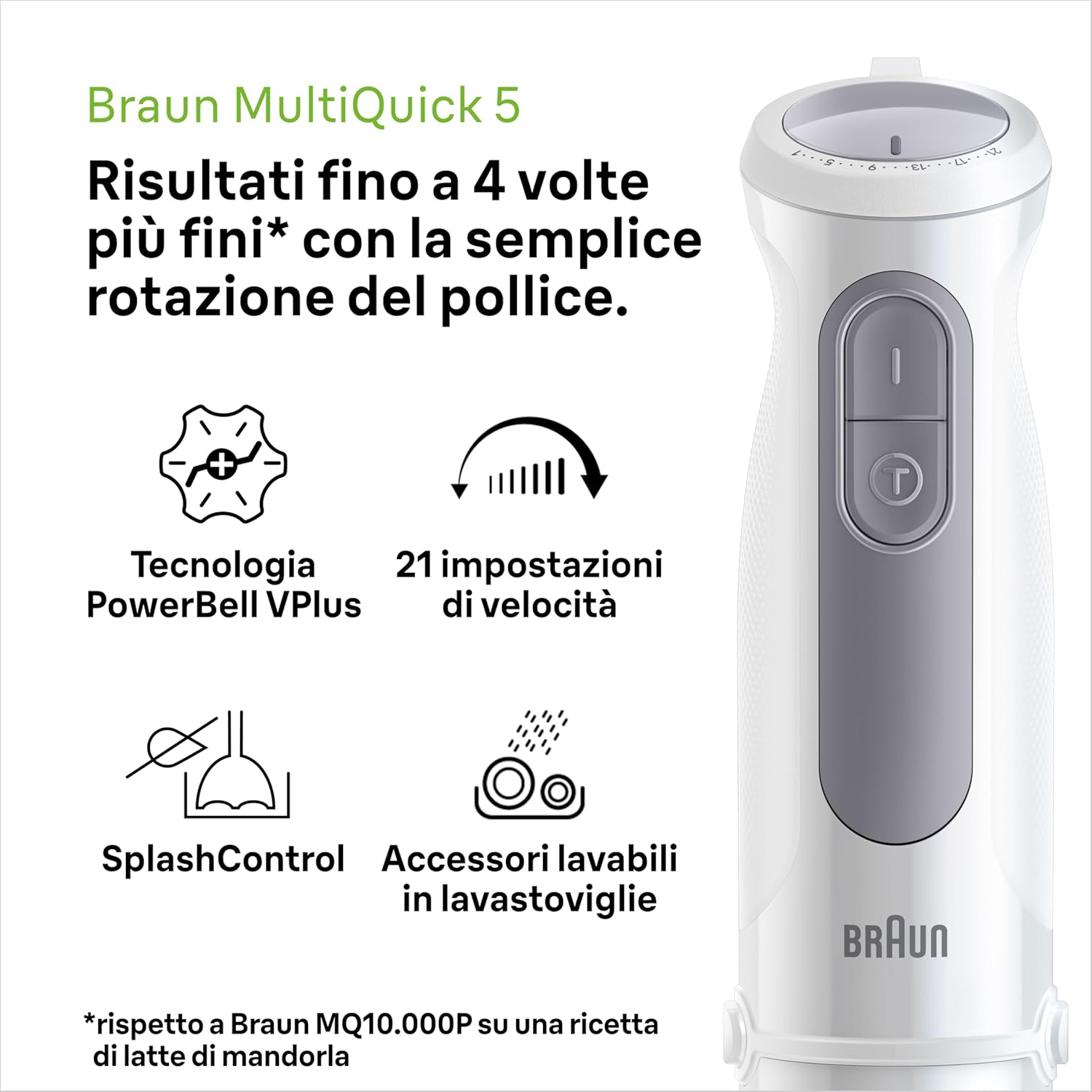 Braun MultiQuick5 MQ50.236M MINIPIMER 1000W, Bianco - immagine 4