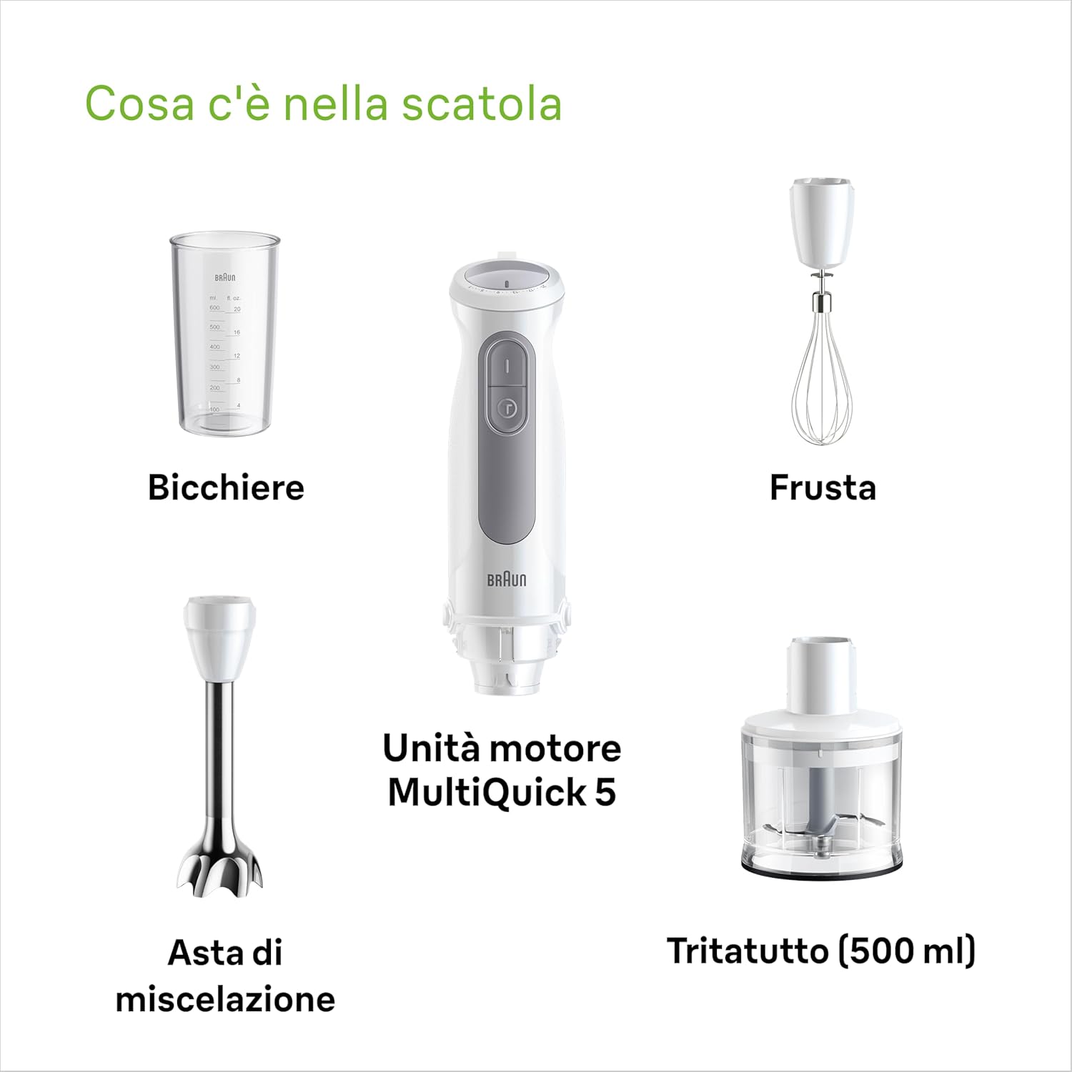 Braun MultiQuick5 MQ50.236M MINIPIMER 1000W, Bianco - immagine 8