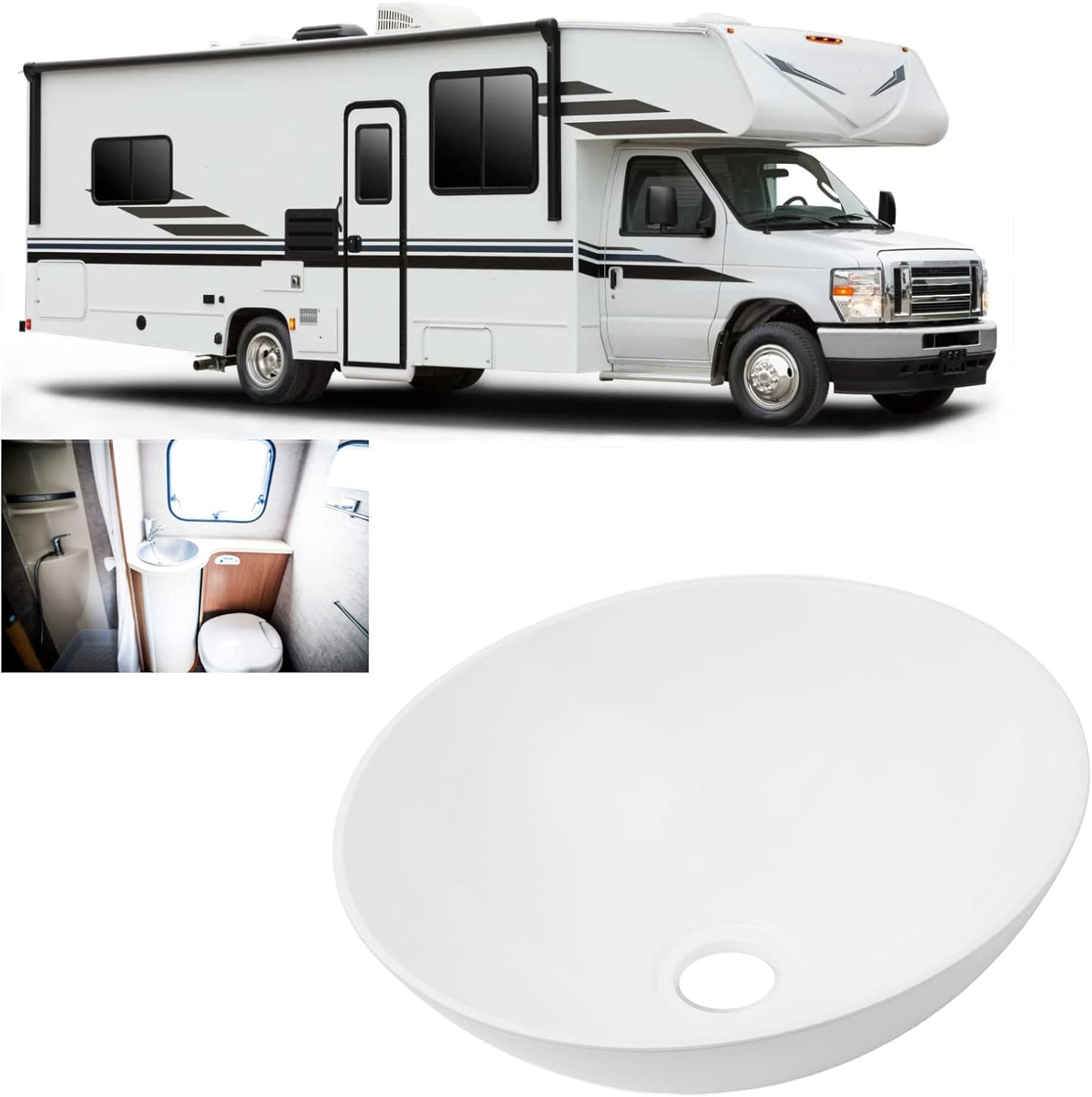 Lavello Rotondo Moderno in Acrilico 327,6 X 129,1 Mm - immagine 4