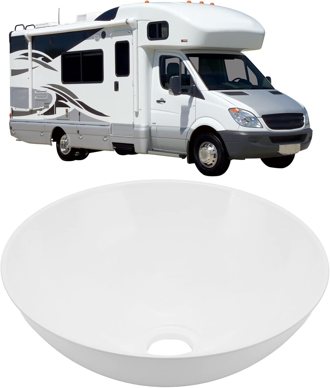 Lavello Rotondo Moderno in Acrilico 327,6 X 129,1 Mm - immagine 5