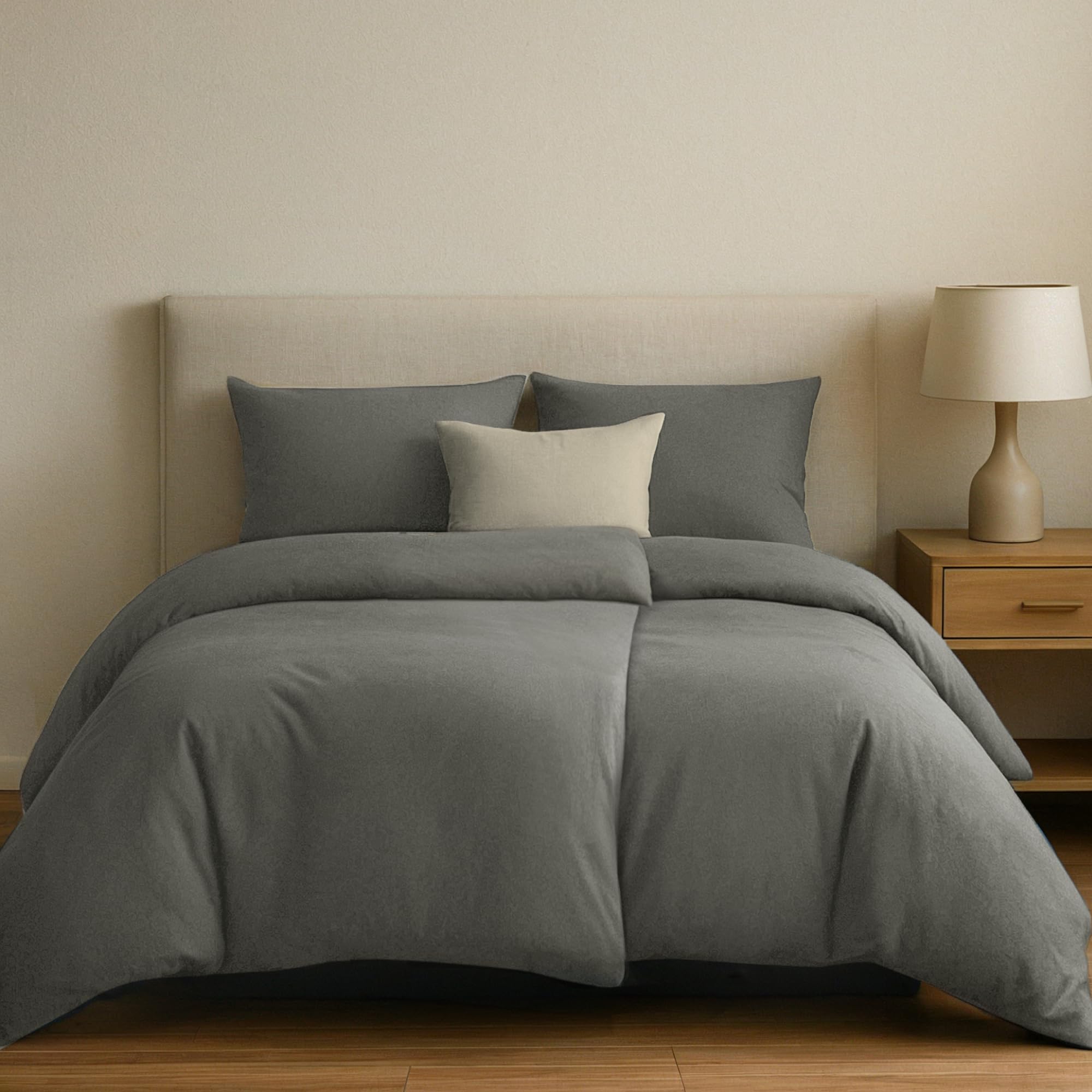 Dreamzie Copripiumino Singolo Cotone Rinforzato, Grigio Scuro