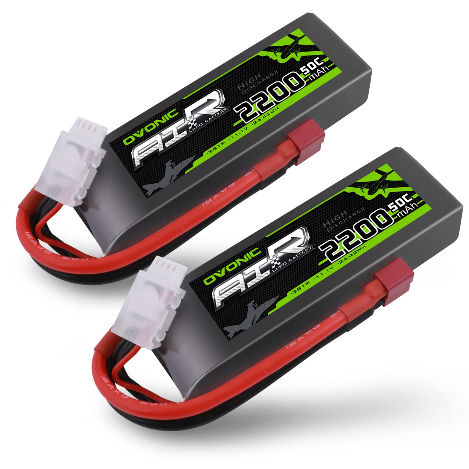 Ovonic Batteria Lipo 3s 2200mAh 50C 11.1V (2 confezioni)