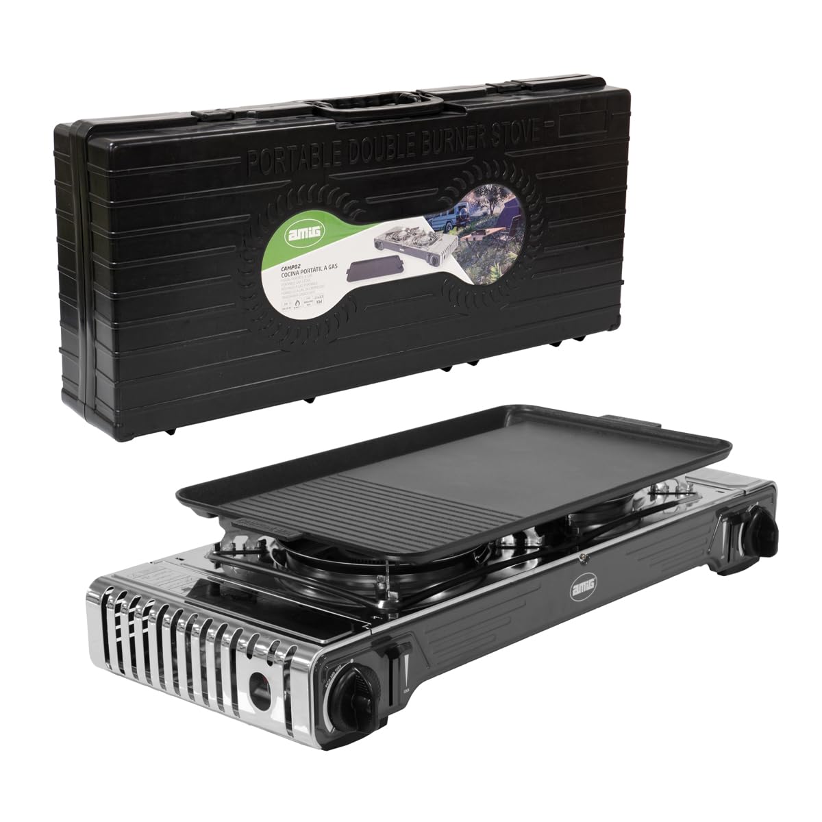 Amig - Fornello da Campeggio a Gas 2 Bruciatori