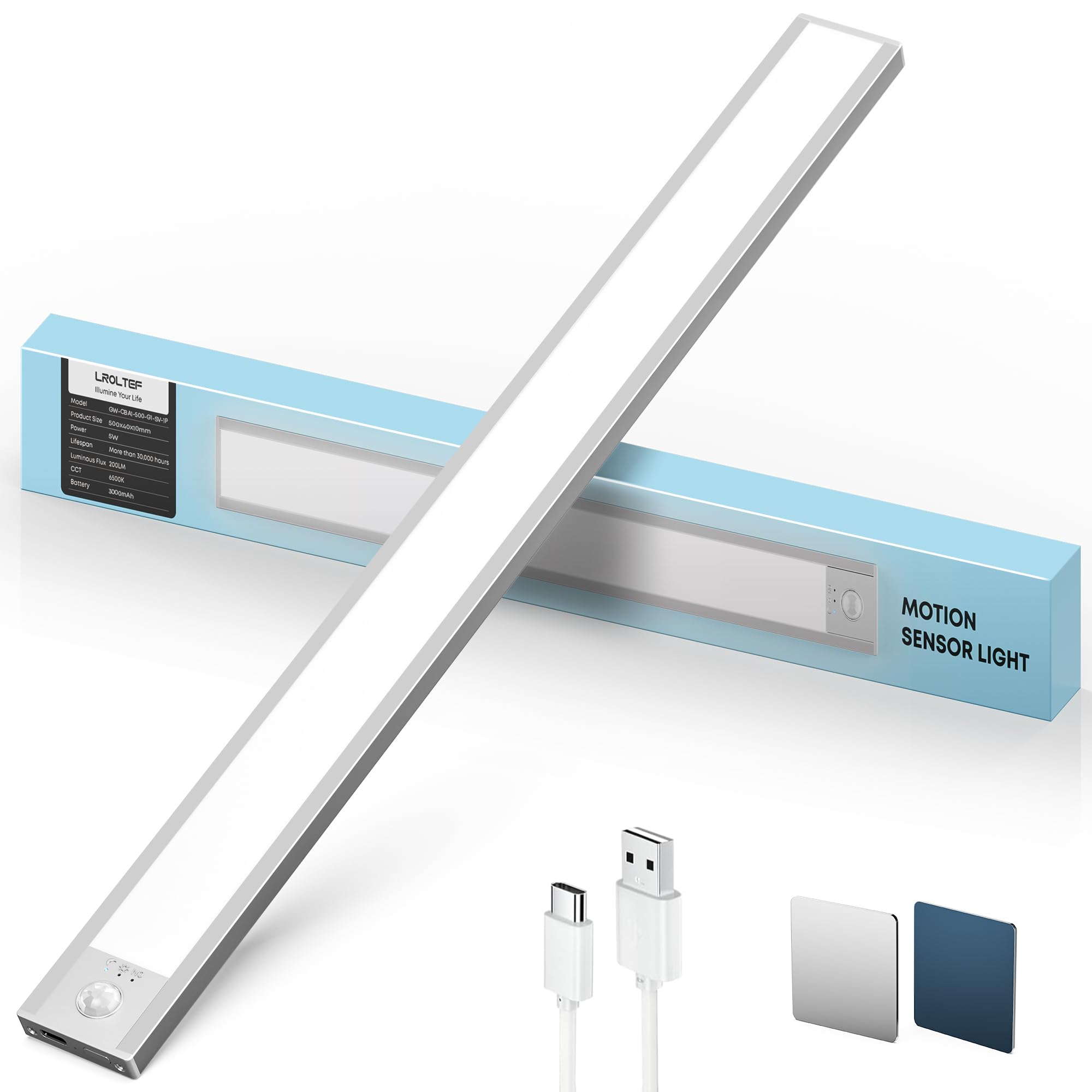 Lroltef Luce LED Sottopensile Cucina 50CM, 1 Pezzo Argento