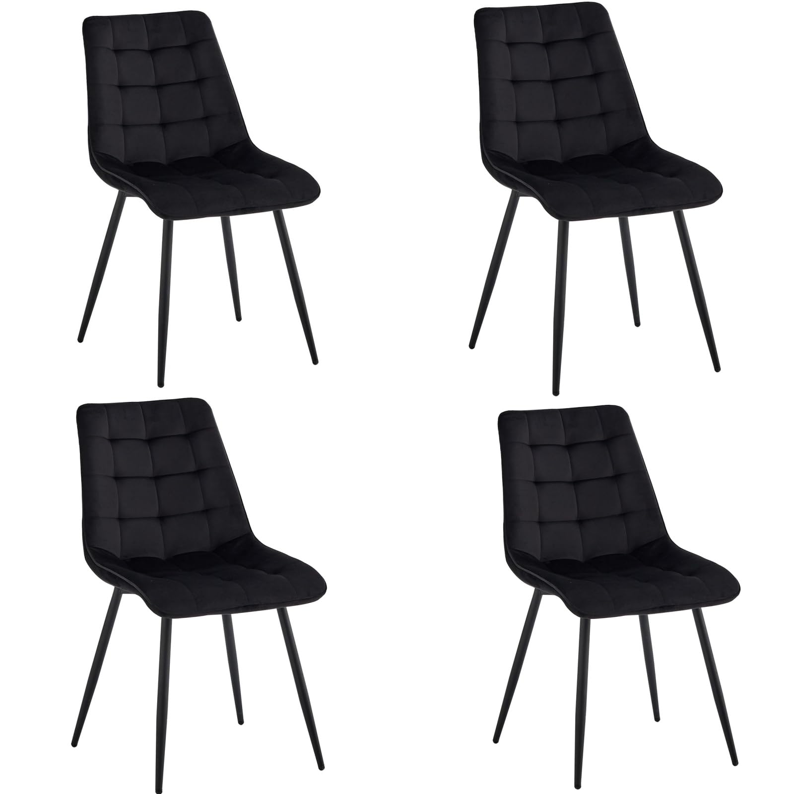 Grandca Home Sedie da Pranzo in Velluto, Grigio Scuro (4 pz)